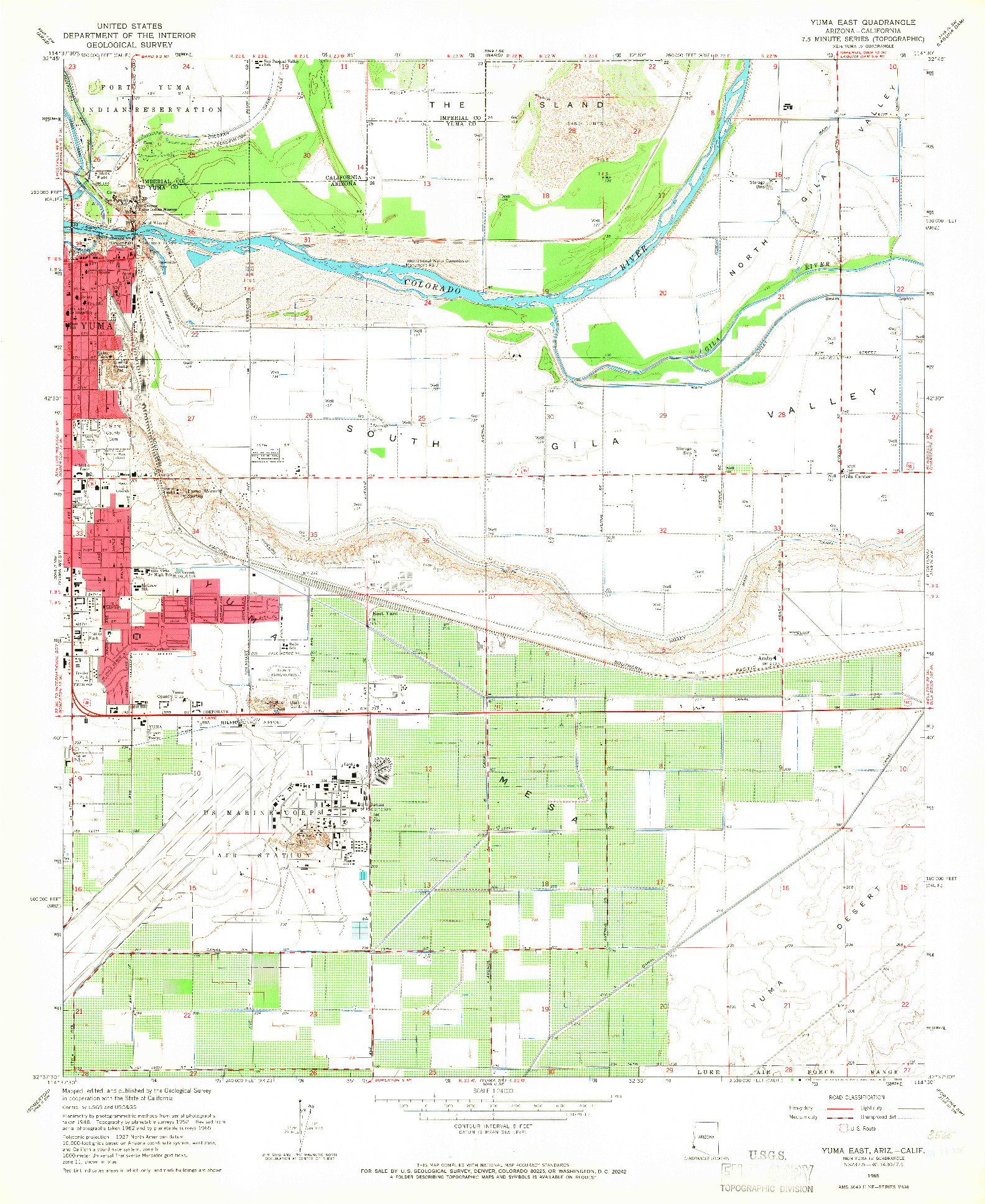 USGS 1:24000-SCALE QUADRANGLE FOR YUMA EAST, AZ 1965