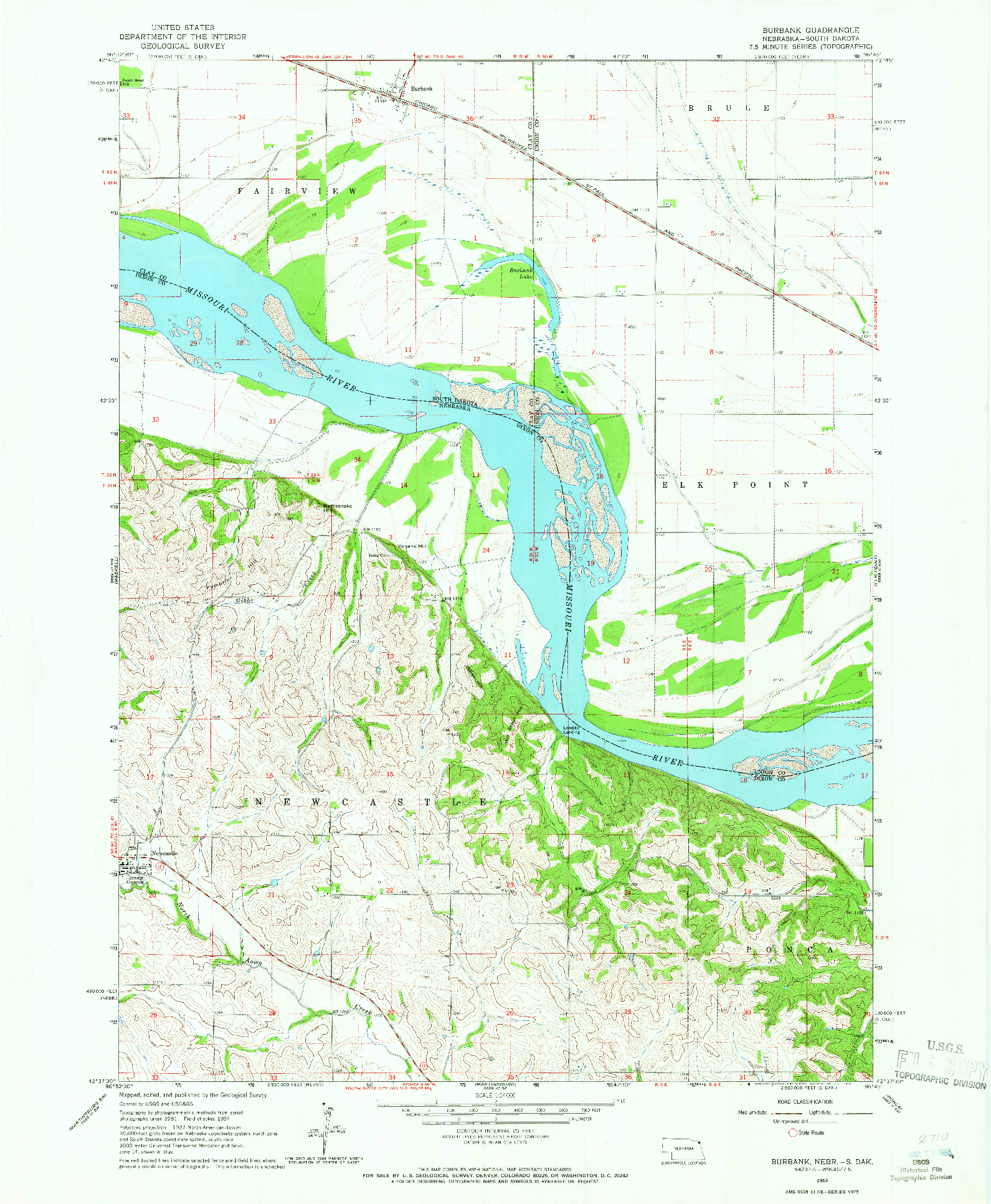 USGS 1:24000-SCALE QUADRANGLE FOR BURBANK, NE 1964