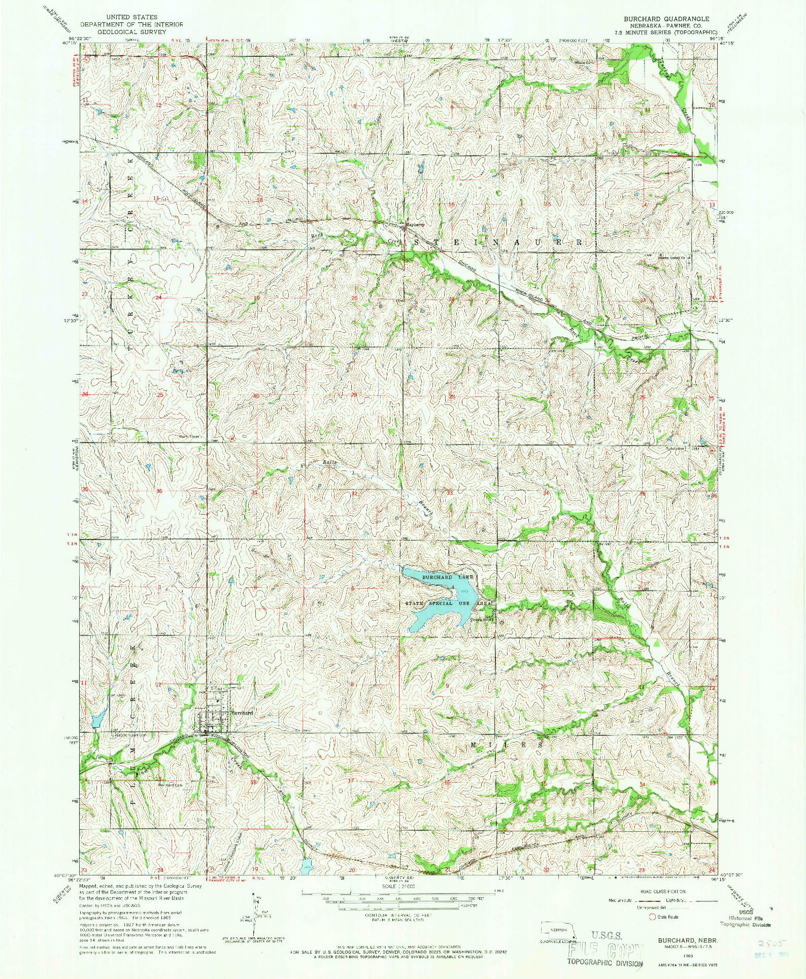 USGS 1:24000-SCALE QUADRANGLE FOR BURCHARD, NE 1965