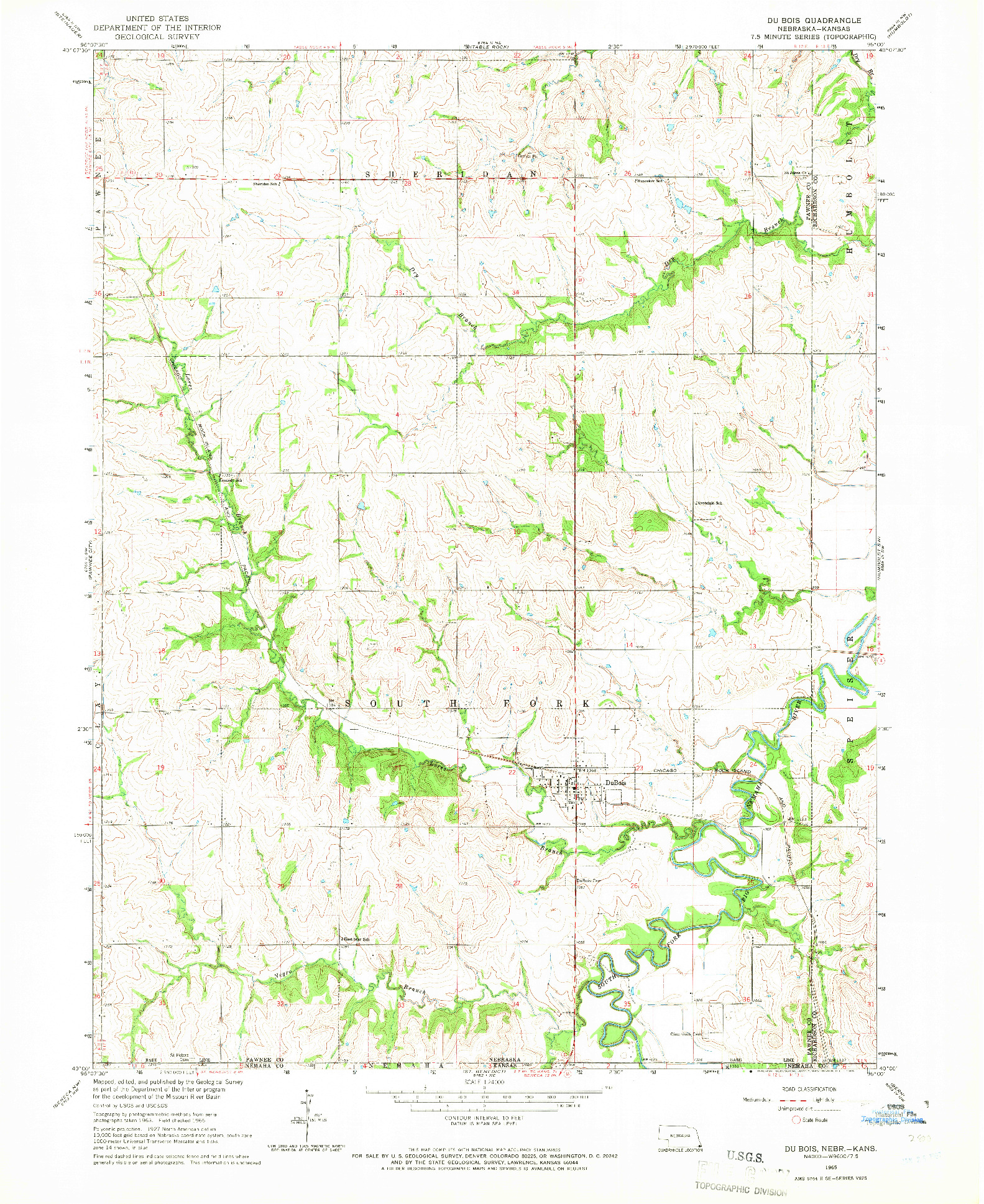 USGS 1:24000-SCALE QUADRANGLE FOR DU BOIS, NE 1965