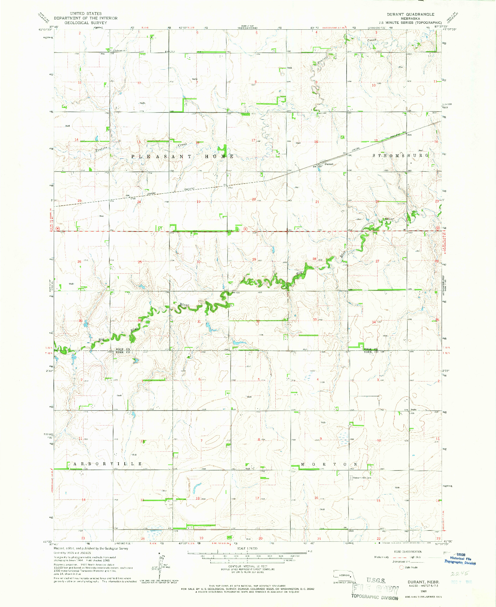 USGS 1:24000-SCALE QUADRANGLE FOR DURANT, NE 1965