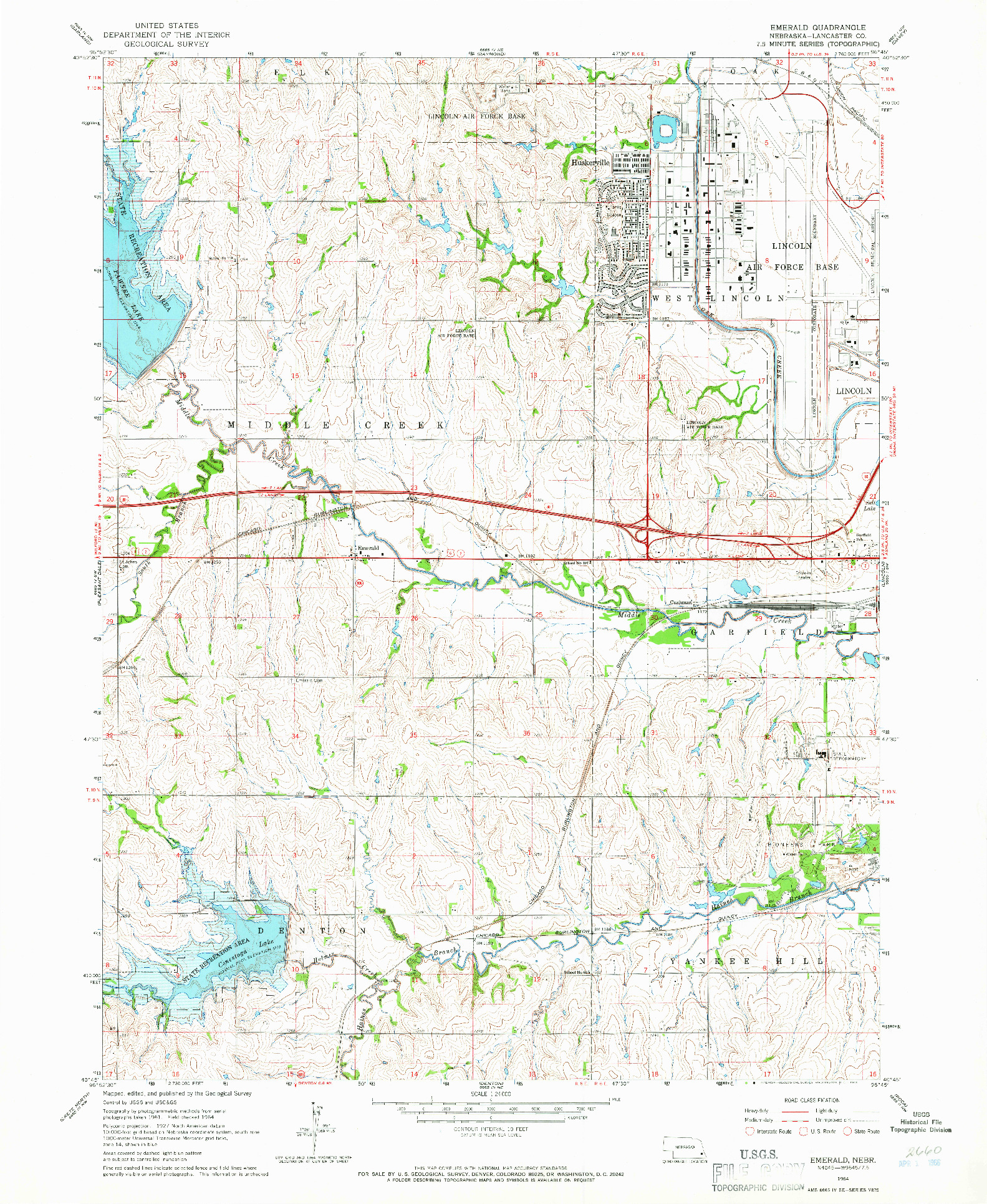 USGS 1:24000-SCALE QUADRANGLE FOR EMERALD, NE 1964