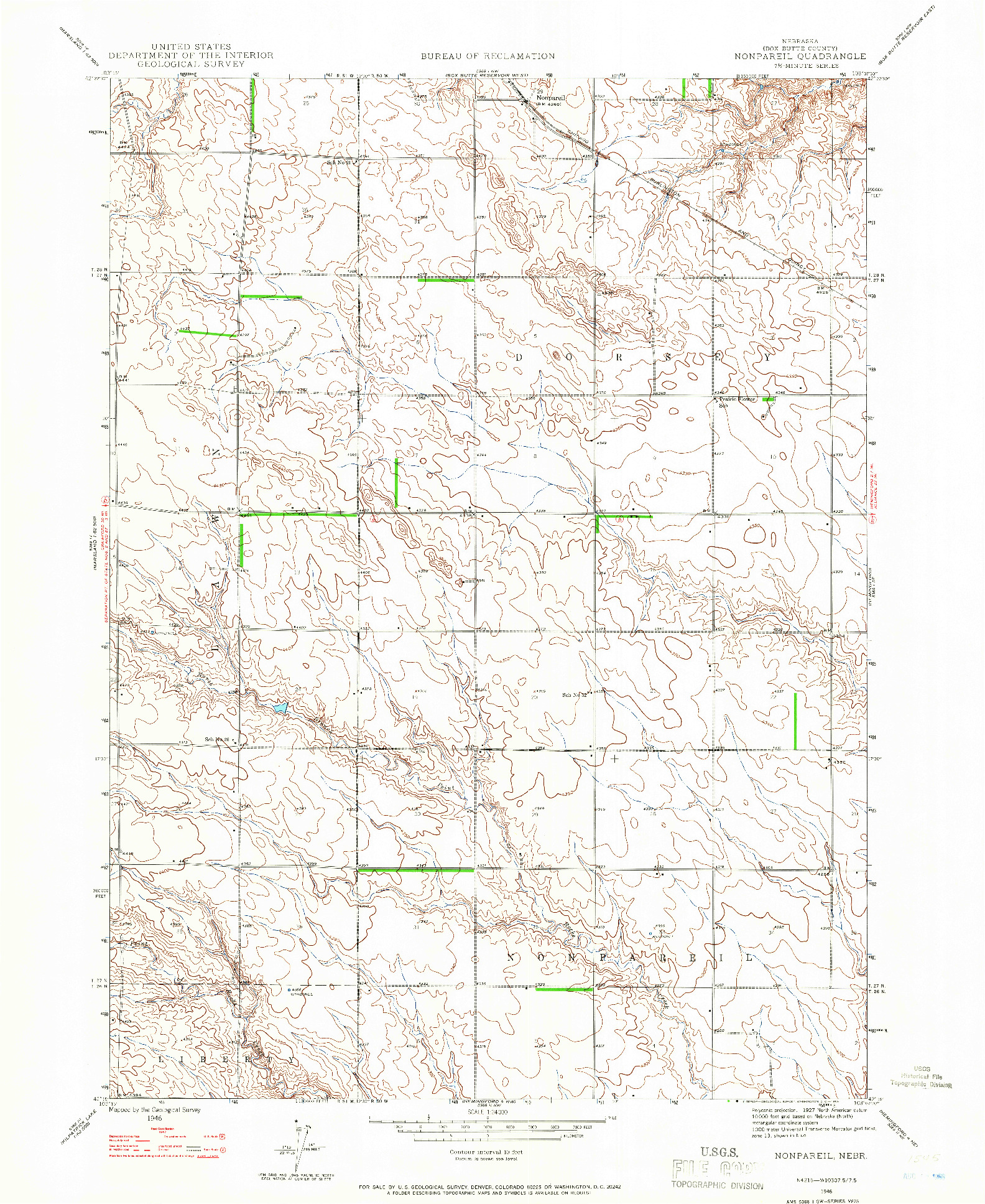 USGS 1:24000-SCALE QUADRANGLE FOR NONPAREIL, NE 1946