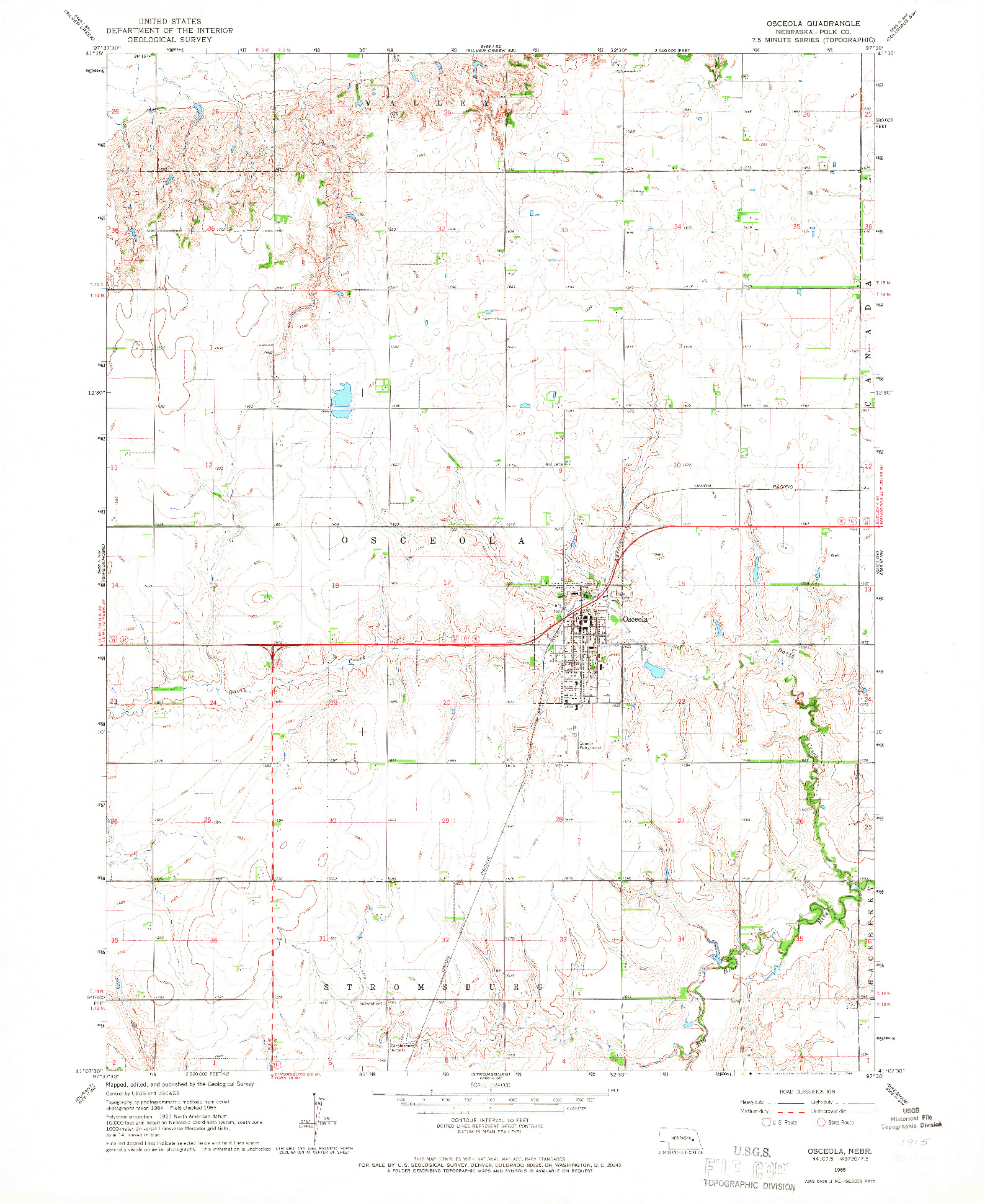 USGS 1:24000-SCALE QUADRANGLE FOR OSCEOLA, NE 1965