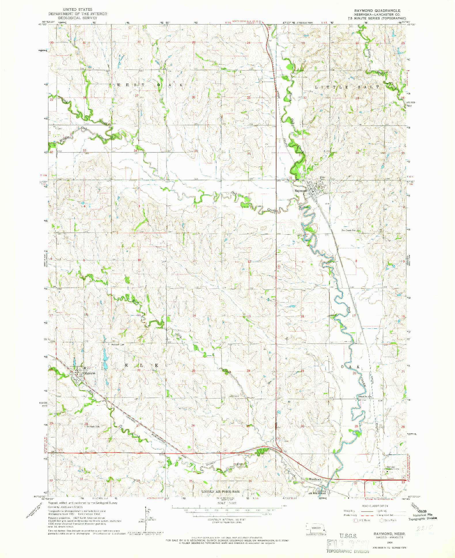 USGS 1:24000-SCALE QUADRANGLE FOR RAYMOND, NE 1964