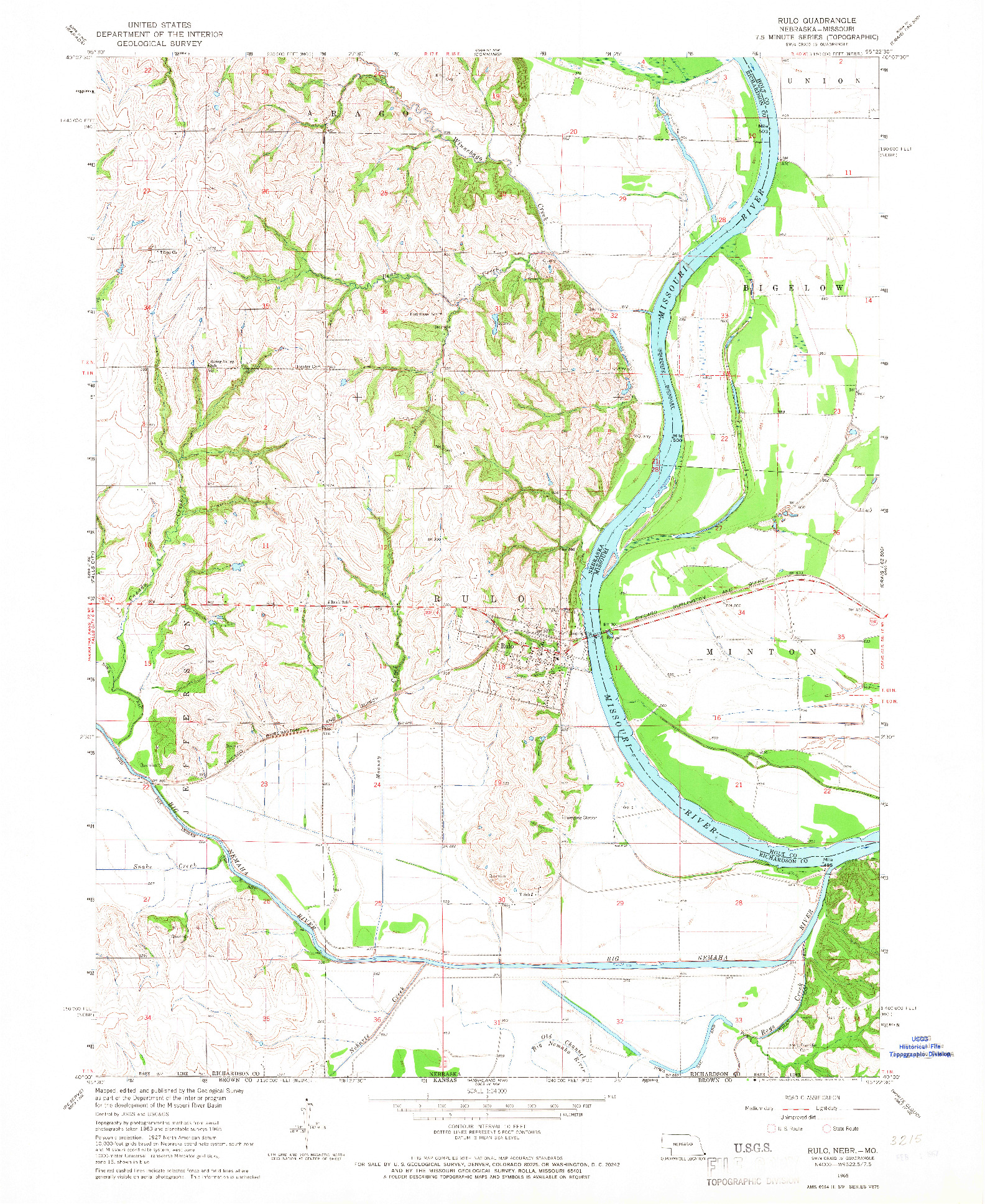 USGS 1:24000-SCALE QUADRANGLE FOR RULO, NE 1965