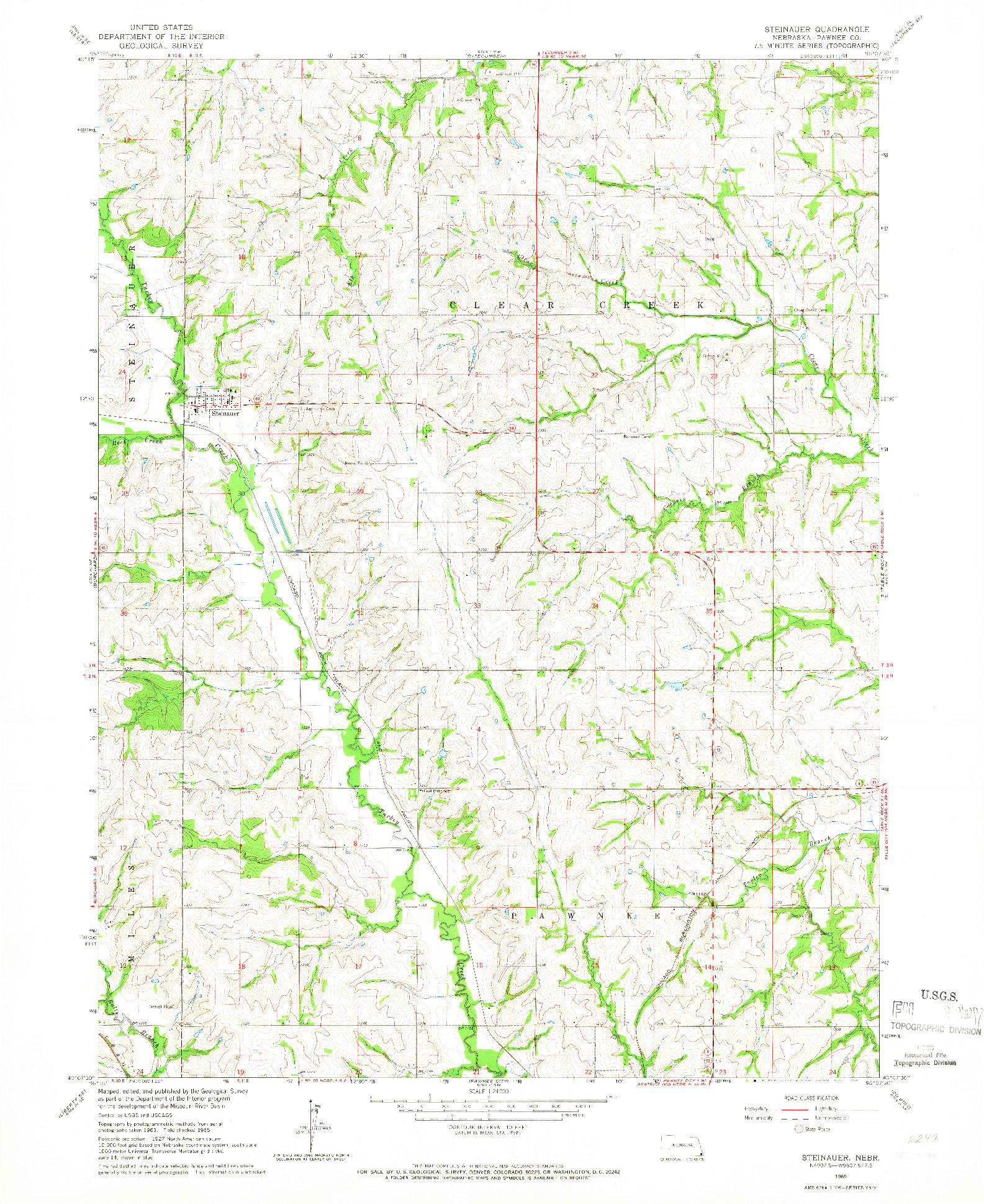 USGS 1:24000-SCALE QUADRANGLE FOR STEINAUER, NE 1965