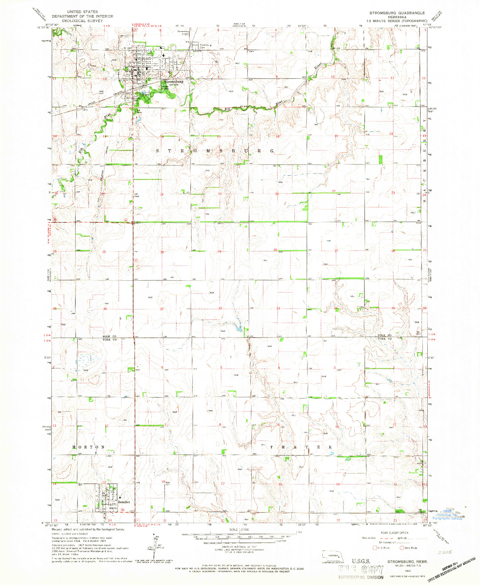 USGS 1:24000-SCALE QUADRANGLE FOR STROMSBURG, NE 1965