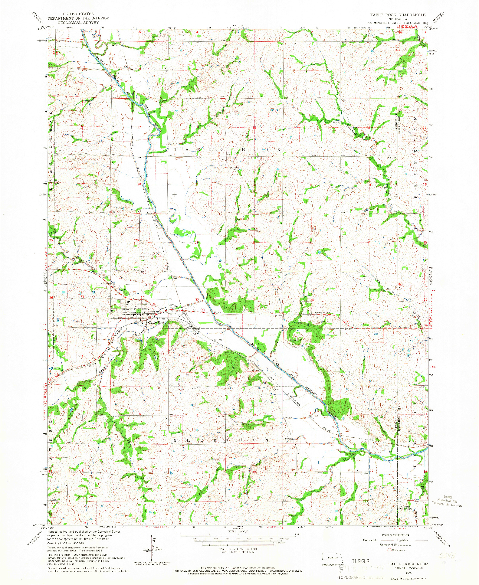 USGS 1:24000-SCALE QUADRANGLE FOR TABLE ROCK, NE 1965