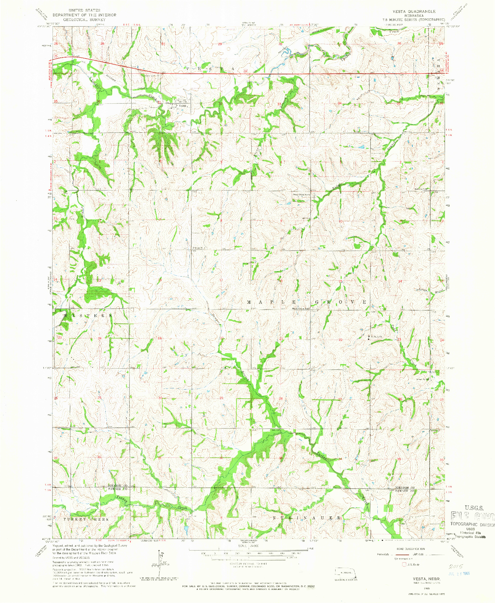 USGS 1:24000-SCALE QUADRANGLE FOR VESTA, NE 1965