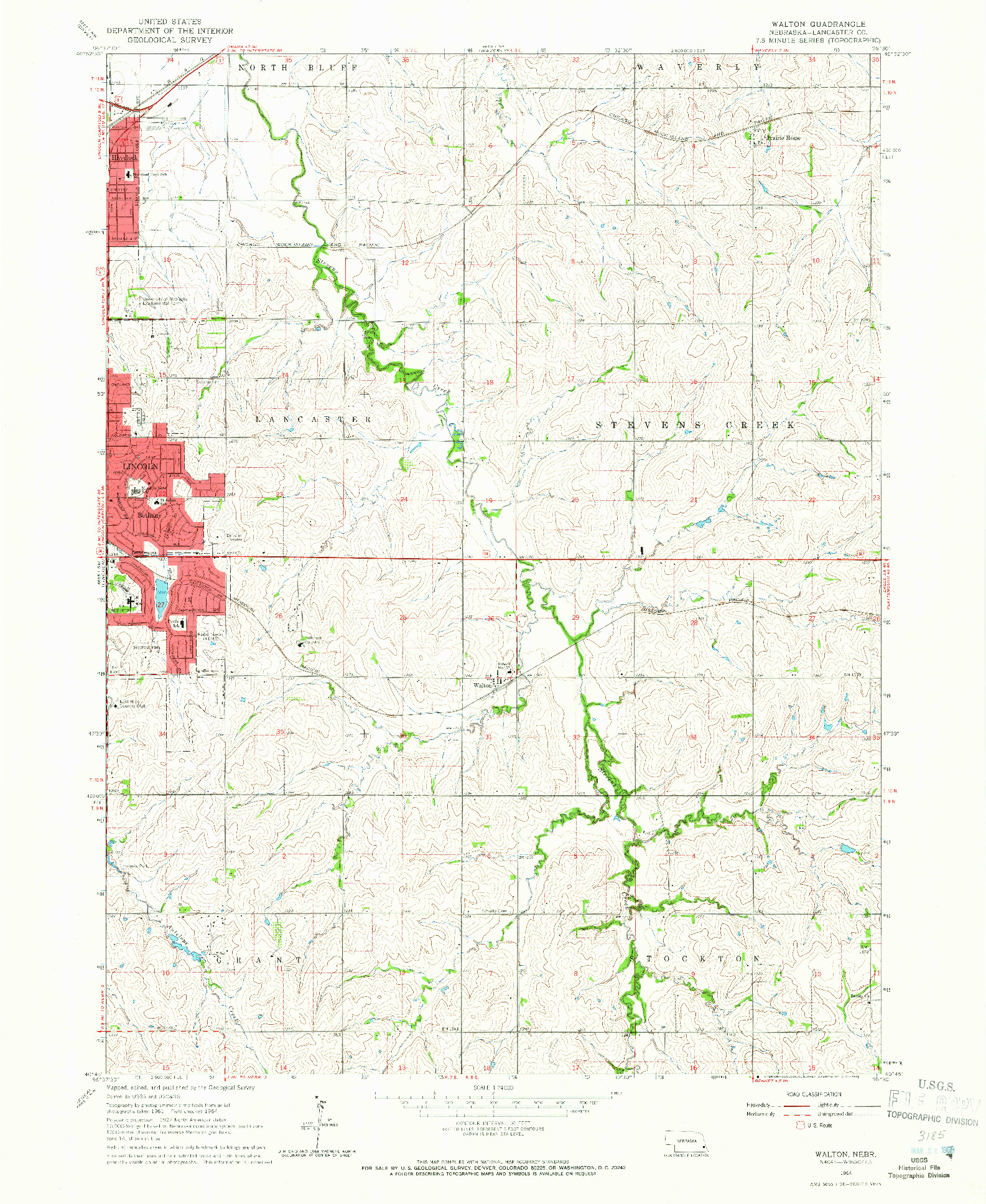 USGS 1:24000-SCALE QUADRANGLE FOR WALTON, NE 1964