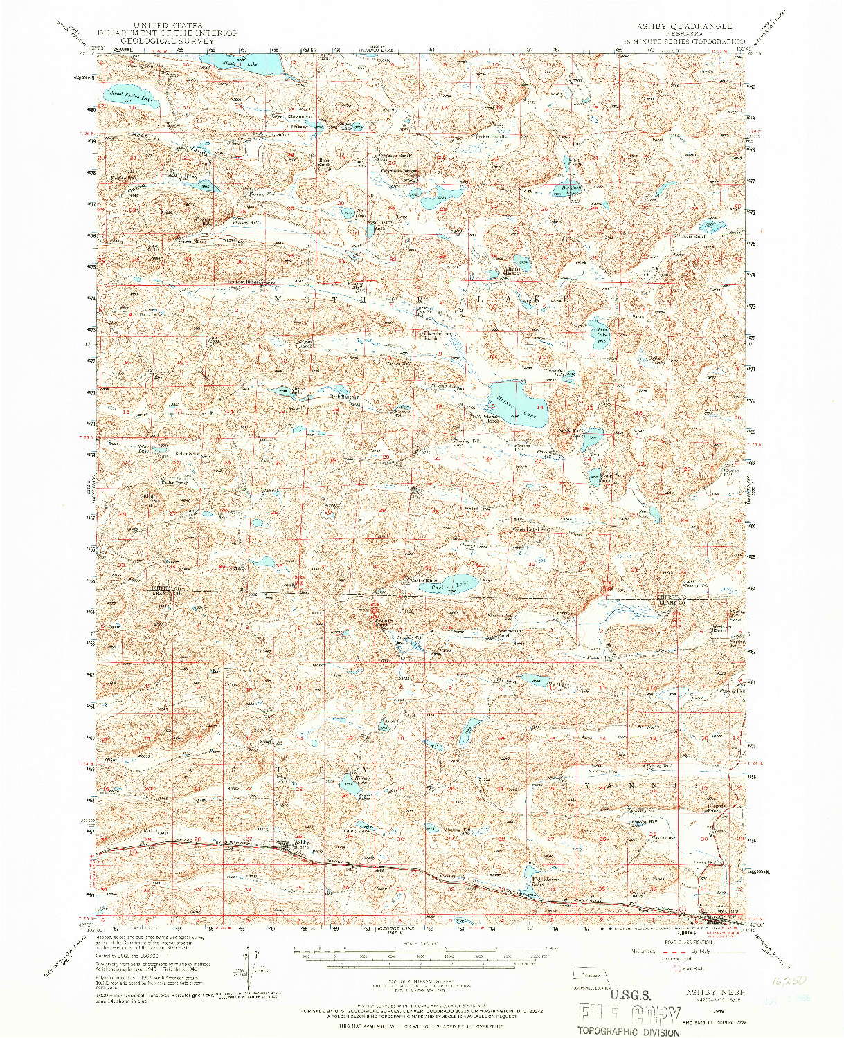 USGS 1:62500-SCALE QUADRANGLE FOR ASHBY, NE 1948