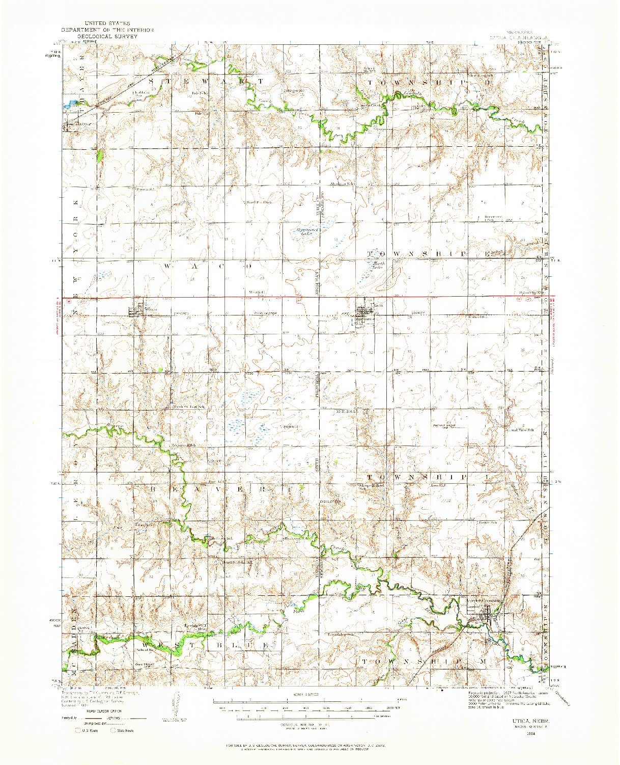 USGS 1:62500-SCALE QUADRANGLE FOR UTICA, NE 1934