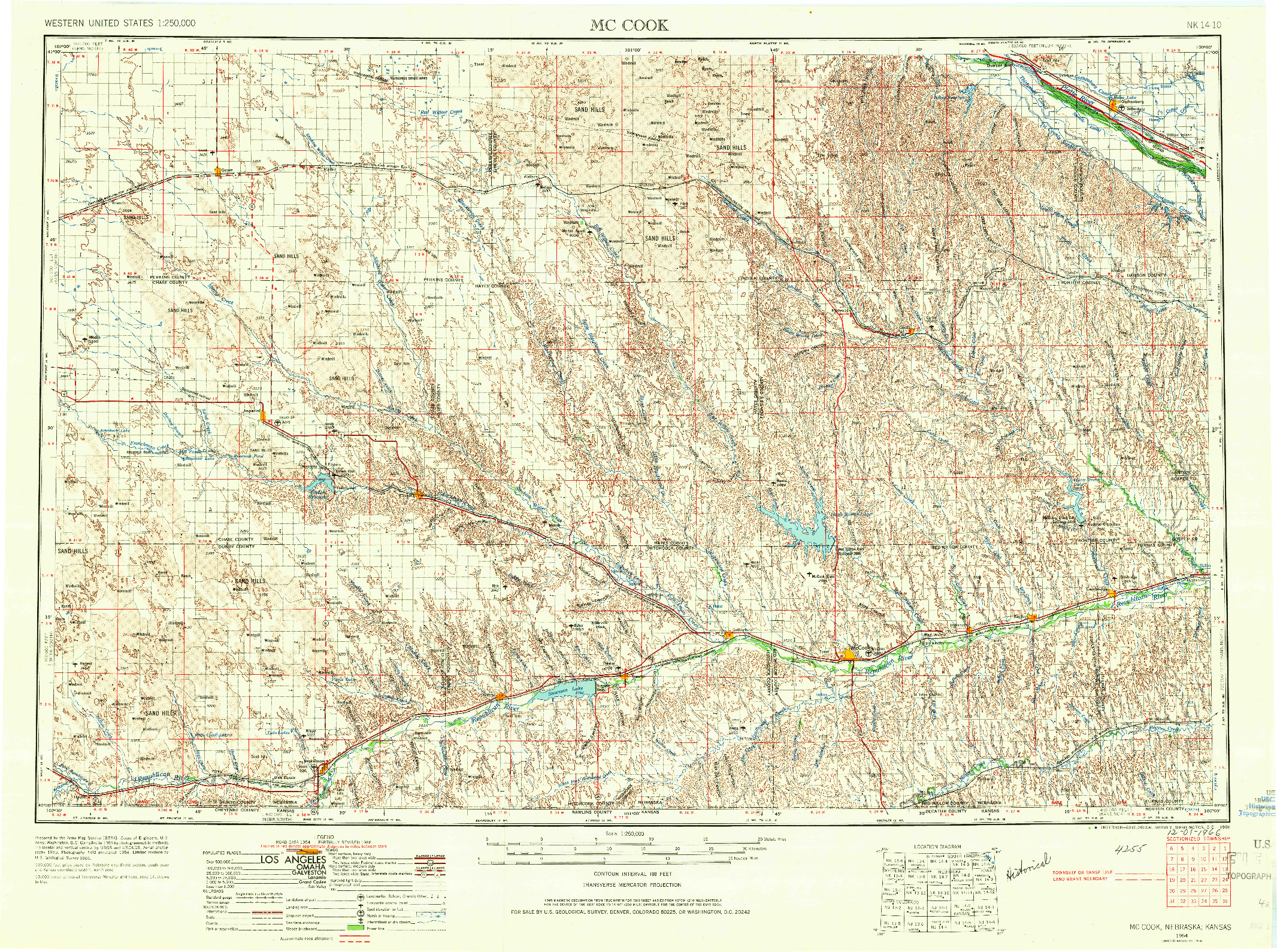 USGS 1:250000-SCALE QUADRANGLE FOR MCCOOK, NE 1954