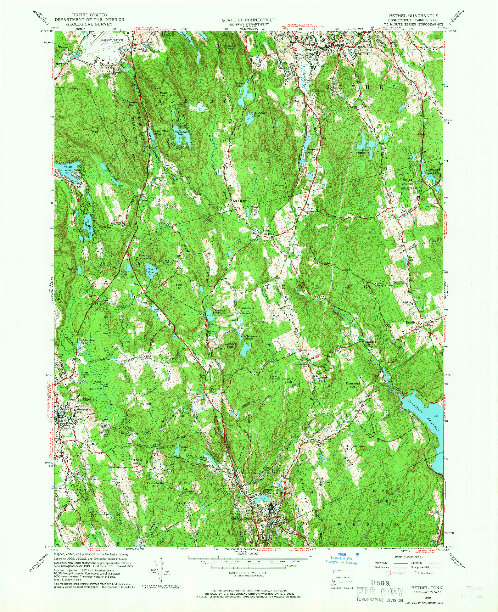 USGS 1:24000-SCALE QUADRANGLE FOR BETHEL, CT 1959