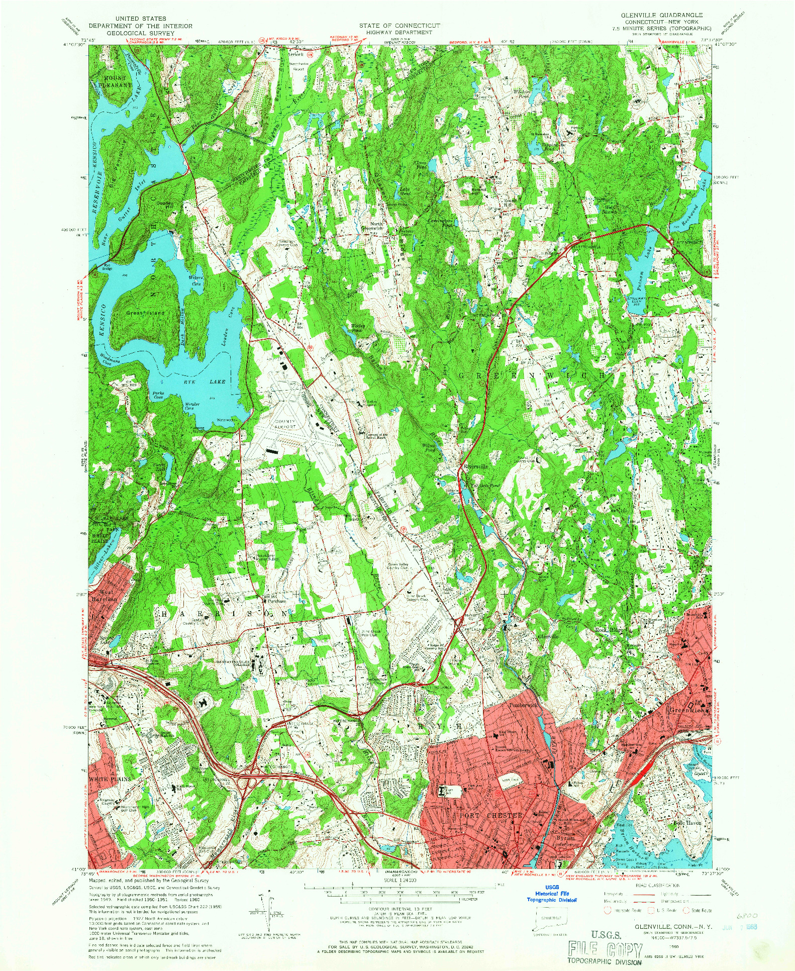 USGS 1:24000-SCALE QUADRANGLE FOR GLENVILLE, CT 1960