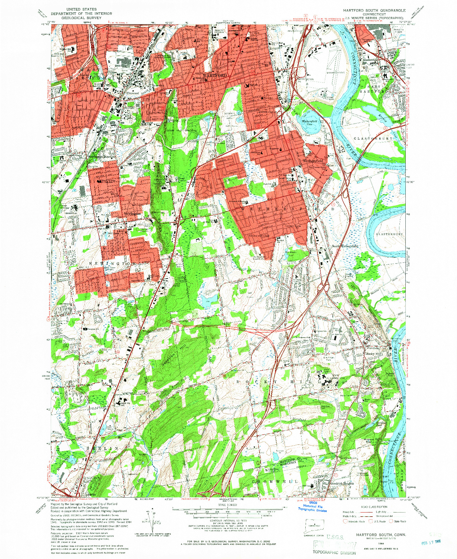 USGS 1:24000-SCALE QUADRANGLE FOR HARTFORD SOUTH, CT 1964