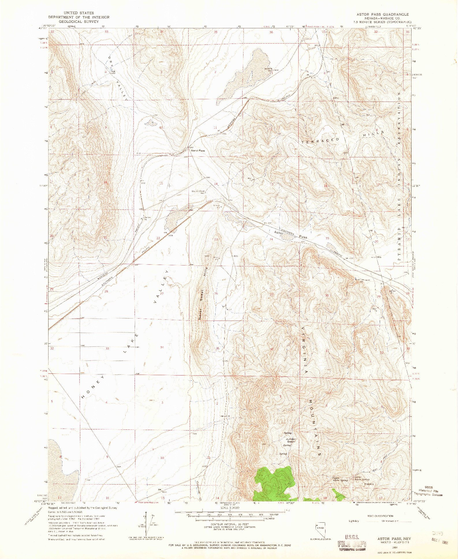 USGS 1:24000-SCALE QUADRANGLE FOR ASTOR PASS, NV 1964