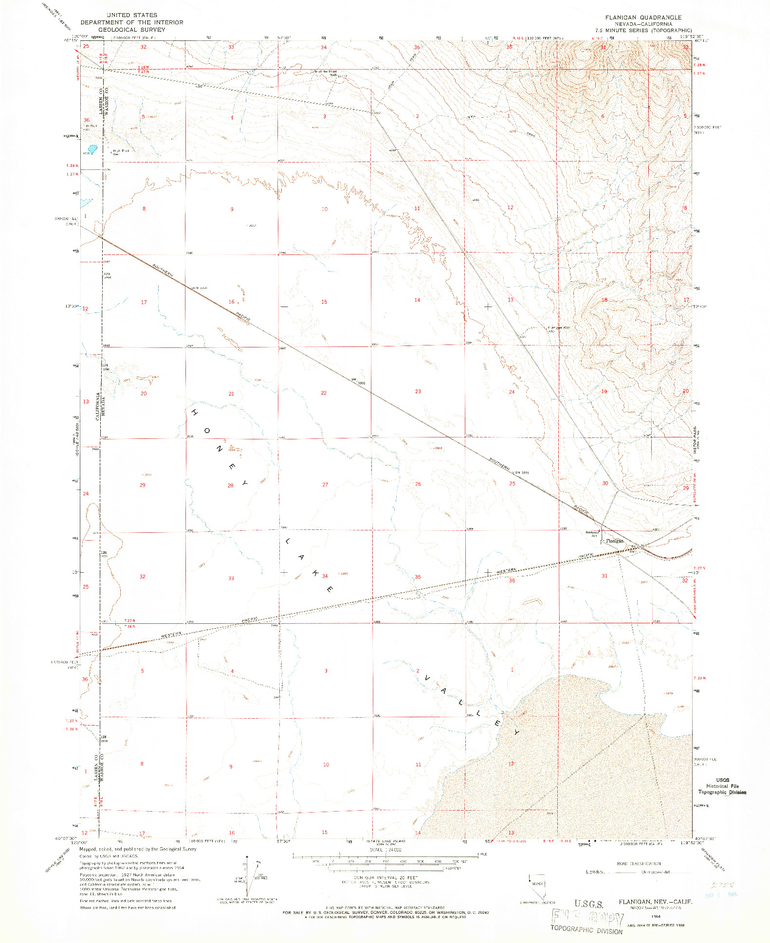 USGS 1:24000-SCALE QUADRANGLE FOR FLANIGAN, NV 1964