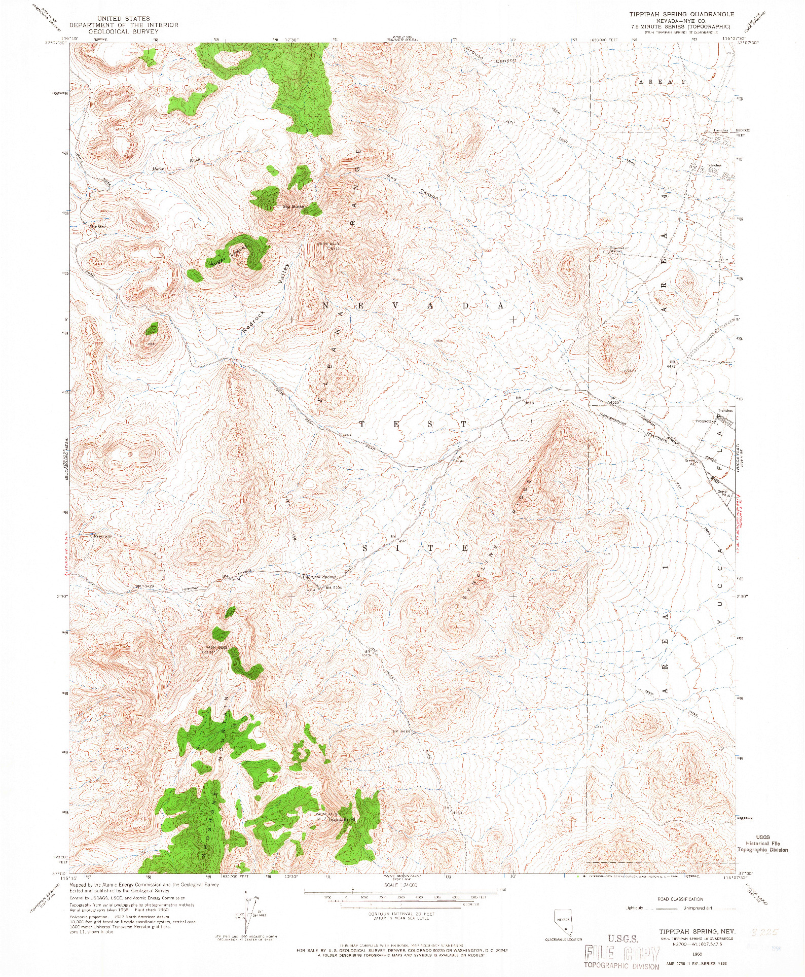 USGS 1:24000-SCALE QUADRANGLE FOR TIPPIPAH SPRING, NV 1960