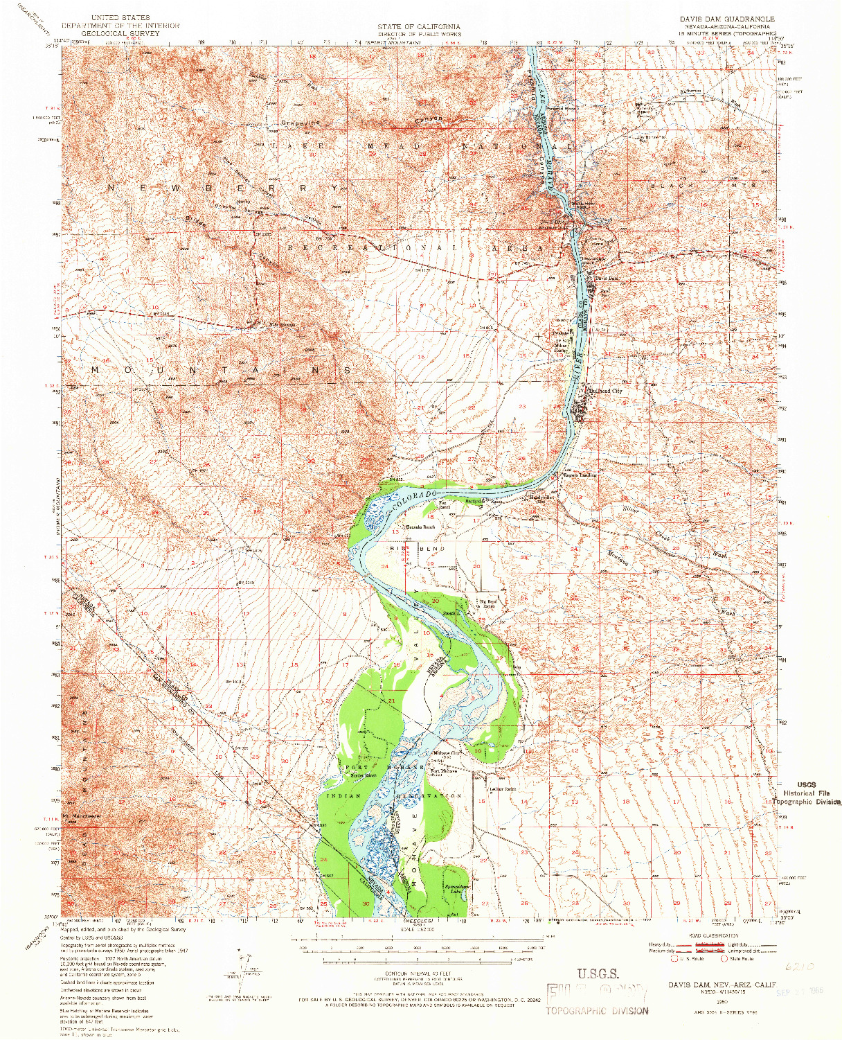 USGS 1:62500-SCALE QUADRANGLE FOR DAVIS DAM, NV 1950