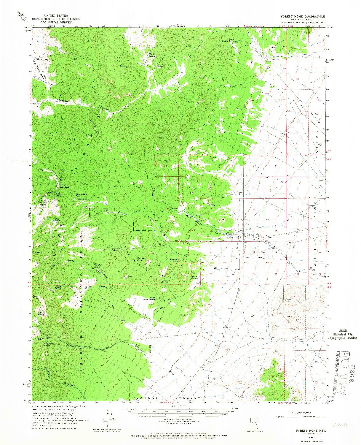 USGS 1:62500-SCALE QUADRANGLE FOR FOREST HOME, NV 1964