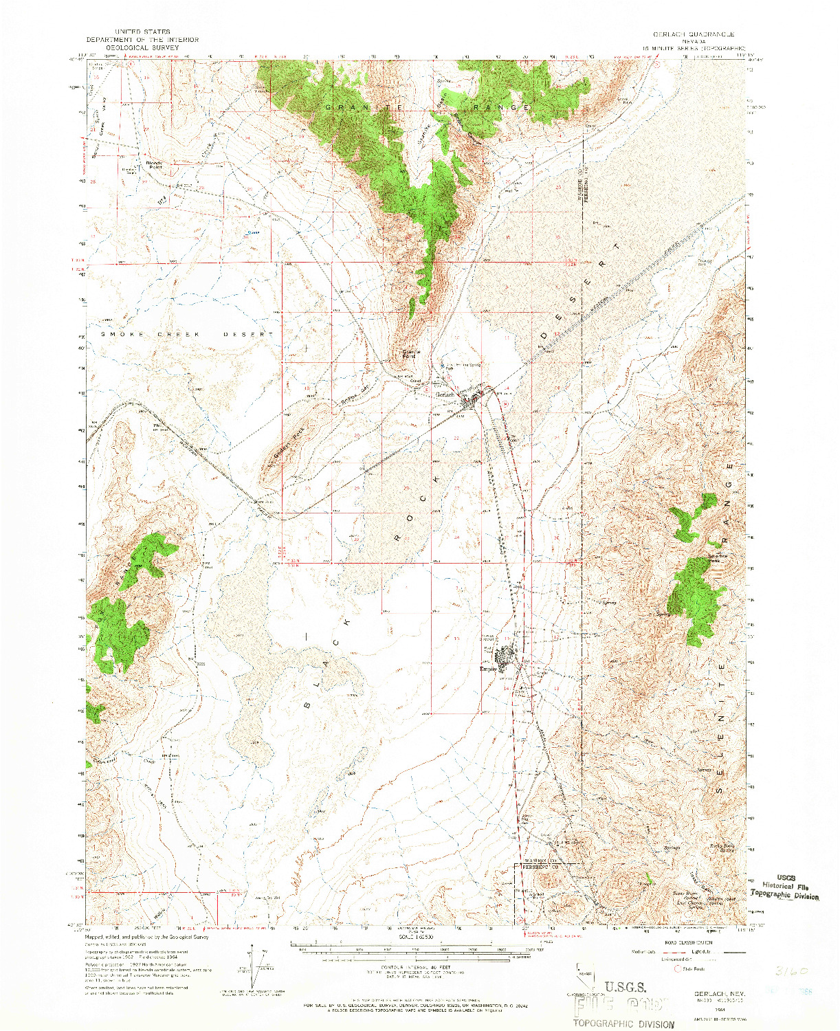 USGS 1:62500-SCALE QUADRANGLE FOR GERLACH, NV 1964