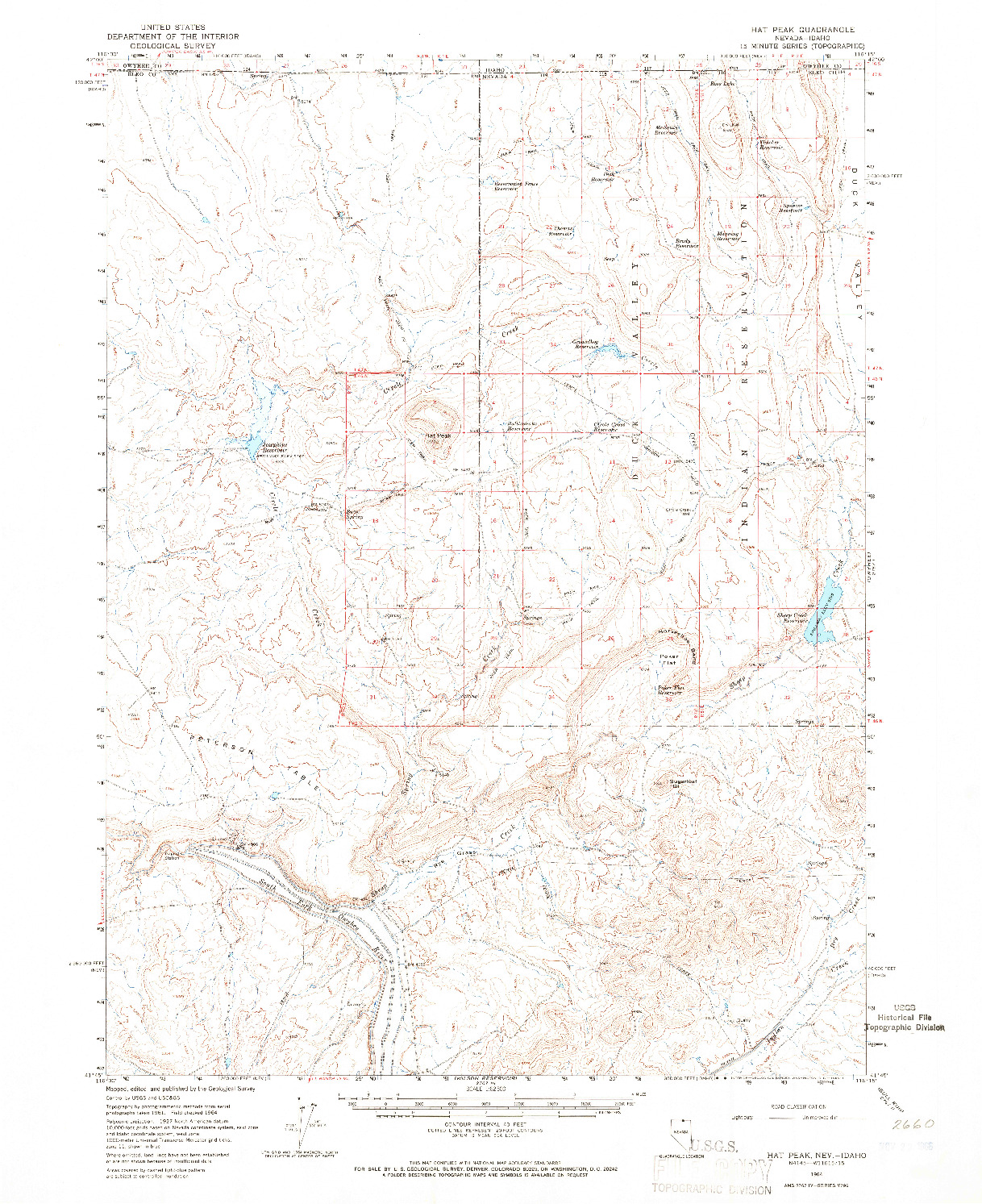 USGS 1:62500-SCALE QUADRANGLE FOR HAT PEAK, NV 1964
