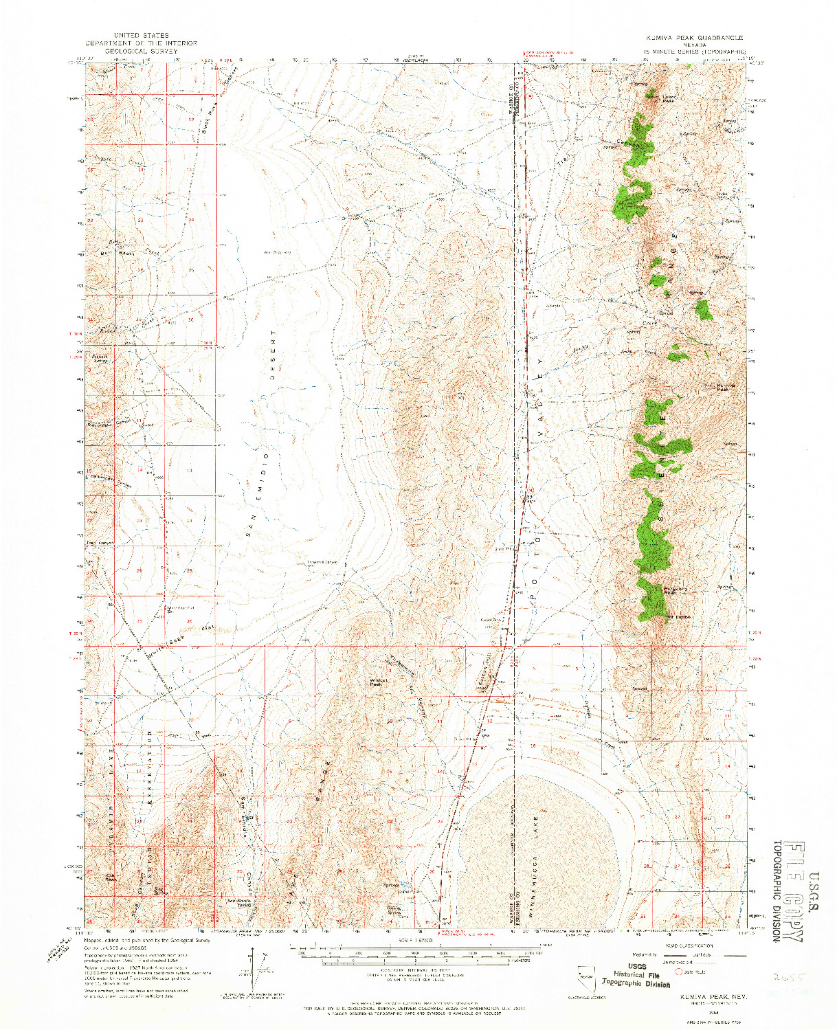 USGS 1:62500-SCALE QUADRANGLE FOR KUMIVA PEAK, NV 1964