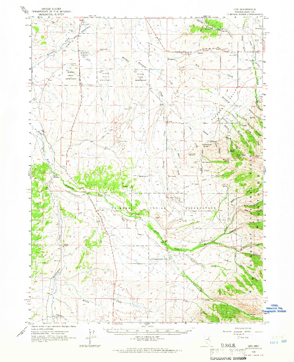 USGS 1:62500-SCALE QUADRANGLE FOR LEE, NV 1962