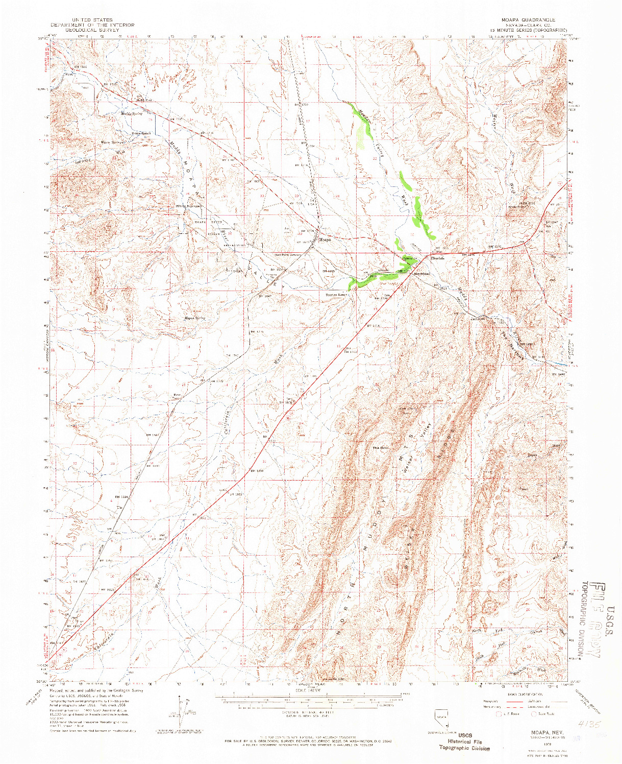 USGS 1:62500-SCALE QUADRANGLE FOR MOAPA, NV 1958