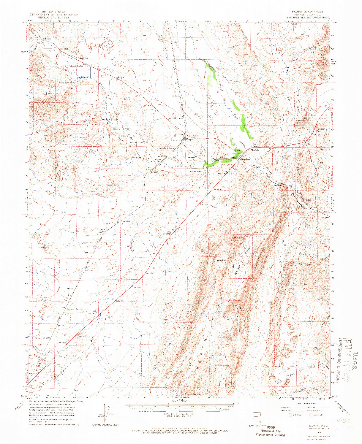 USGS 1:62500-SCALE QUADRANGLE FOR MOAPA, NV 1958