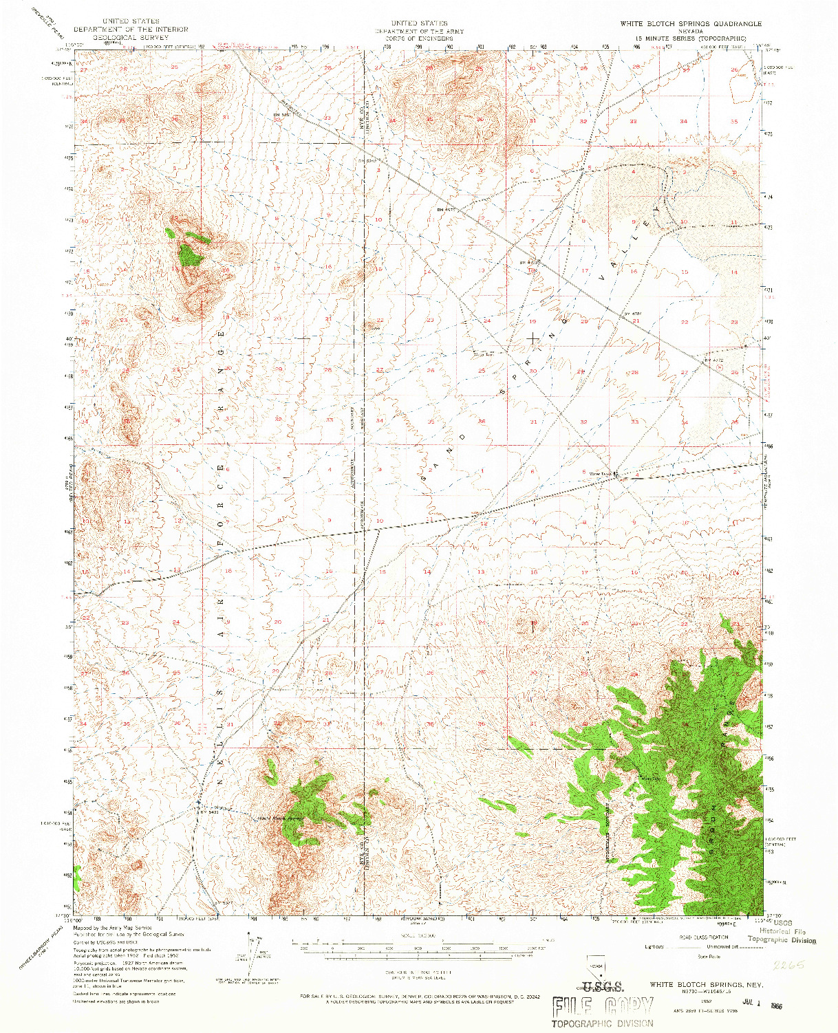 USGS 1:62500-SCALE QUADRANGLE FOR WHITE BLOTCH SPRINGS, NV 1952