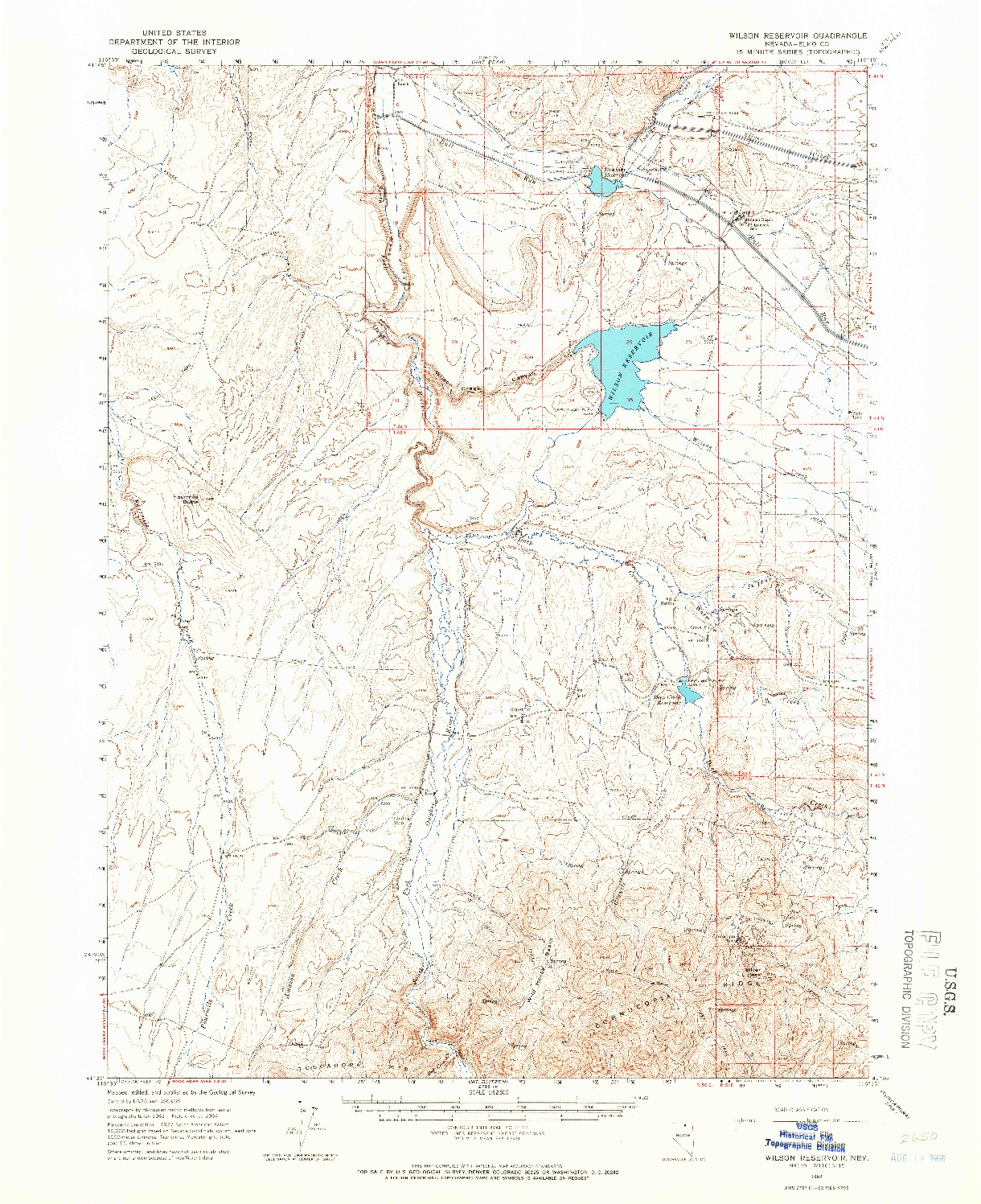 USGS 1:62500-SCALE QUADRANGLE FOR WILSON RESERVOIR, NV 1964