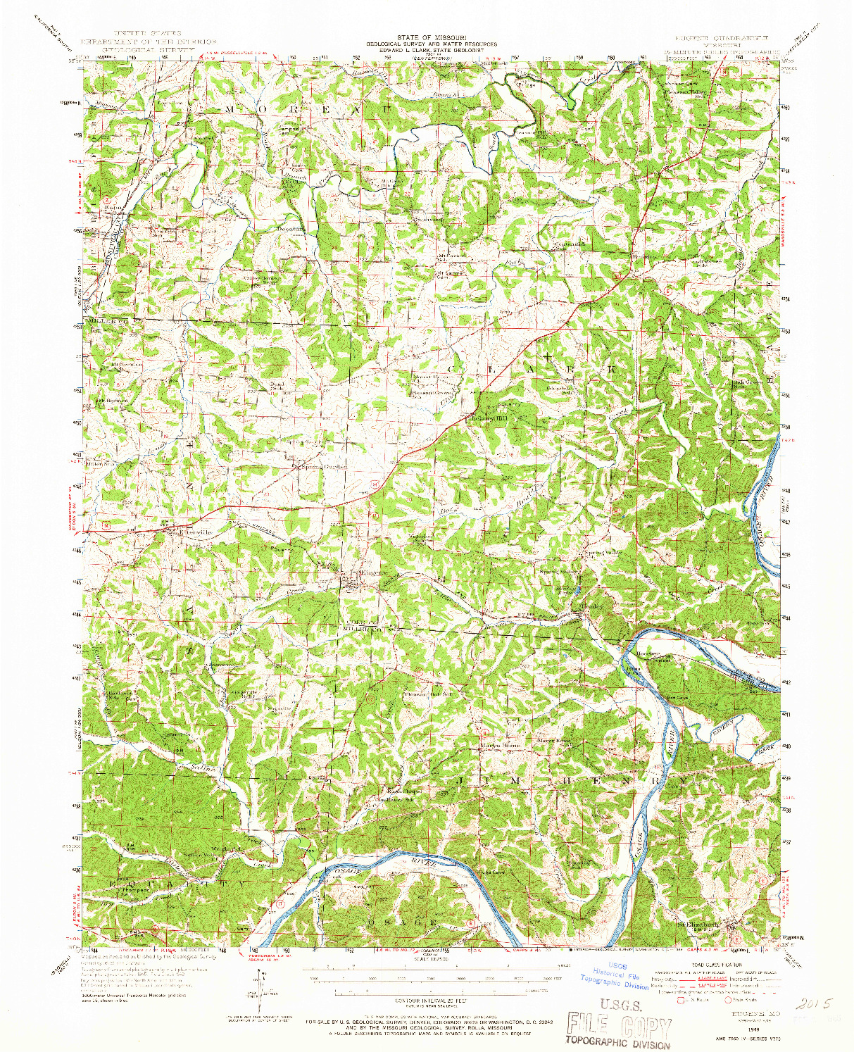 USGS 1:62500-SCALE QUADRANGLE FOR EUGENE, MO 1948