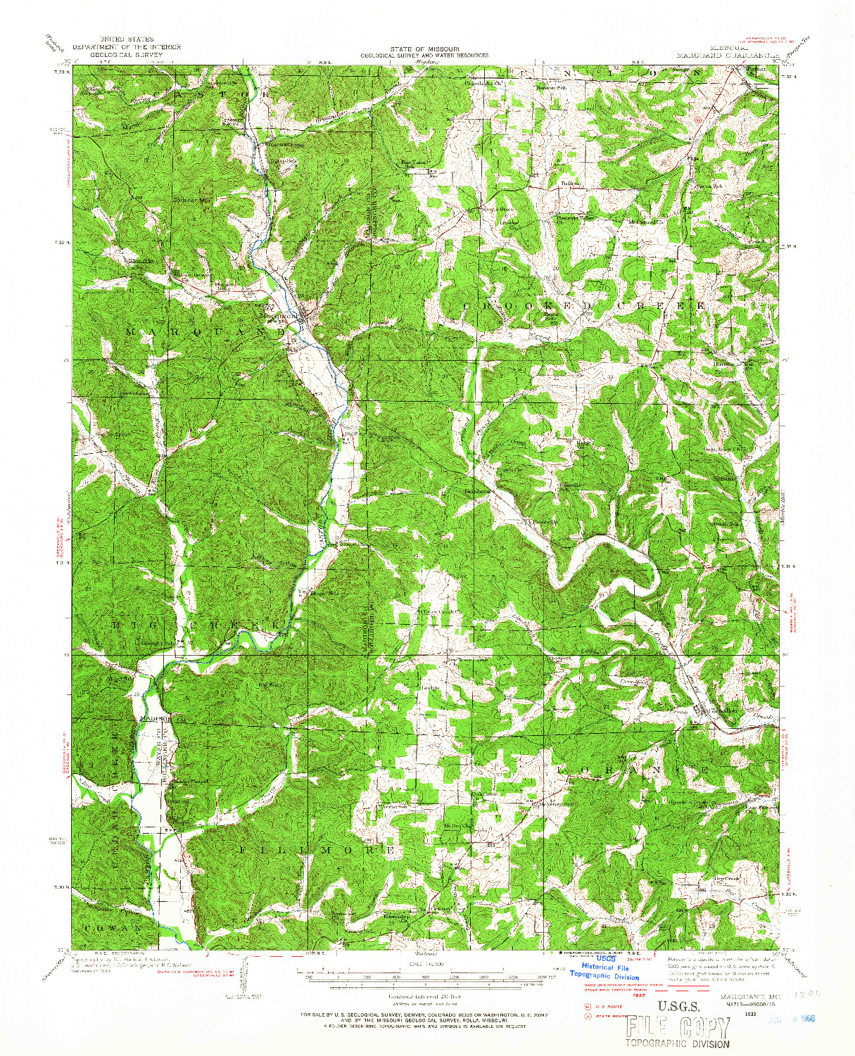 USGS 1:62500-SCALE QUADRANGLE FOR MARQUAND, MO 1933