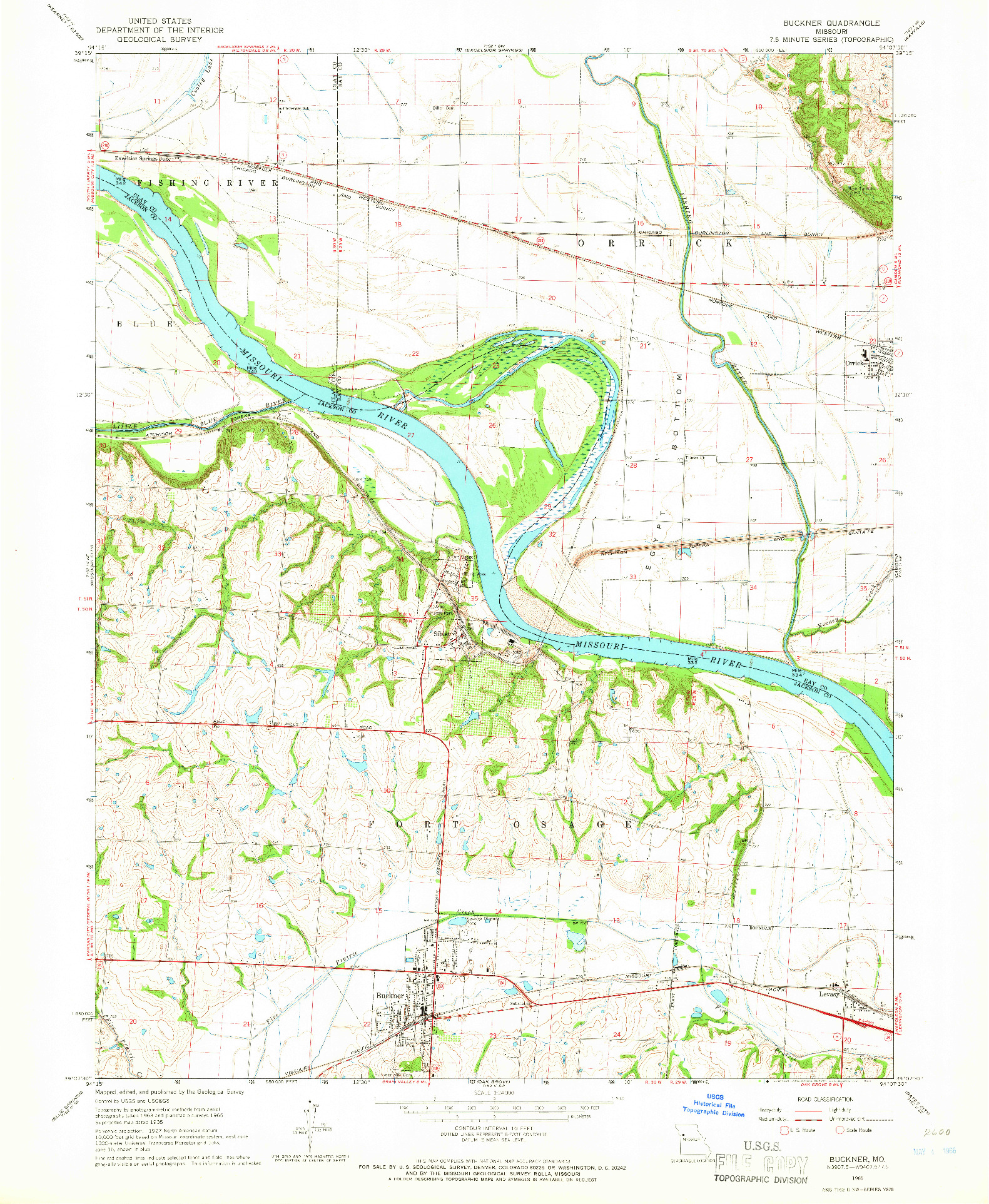 USGS 1:24000-SCALE QUADRANGLE FOR BUCKNER, MO 1965