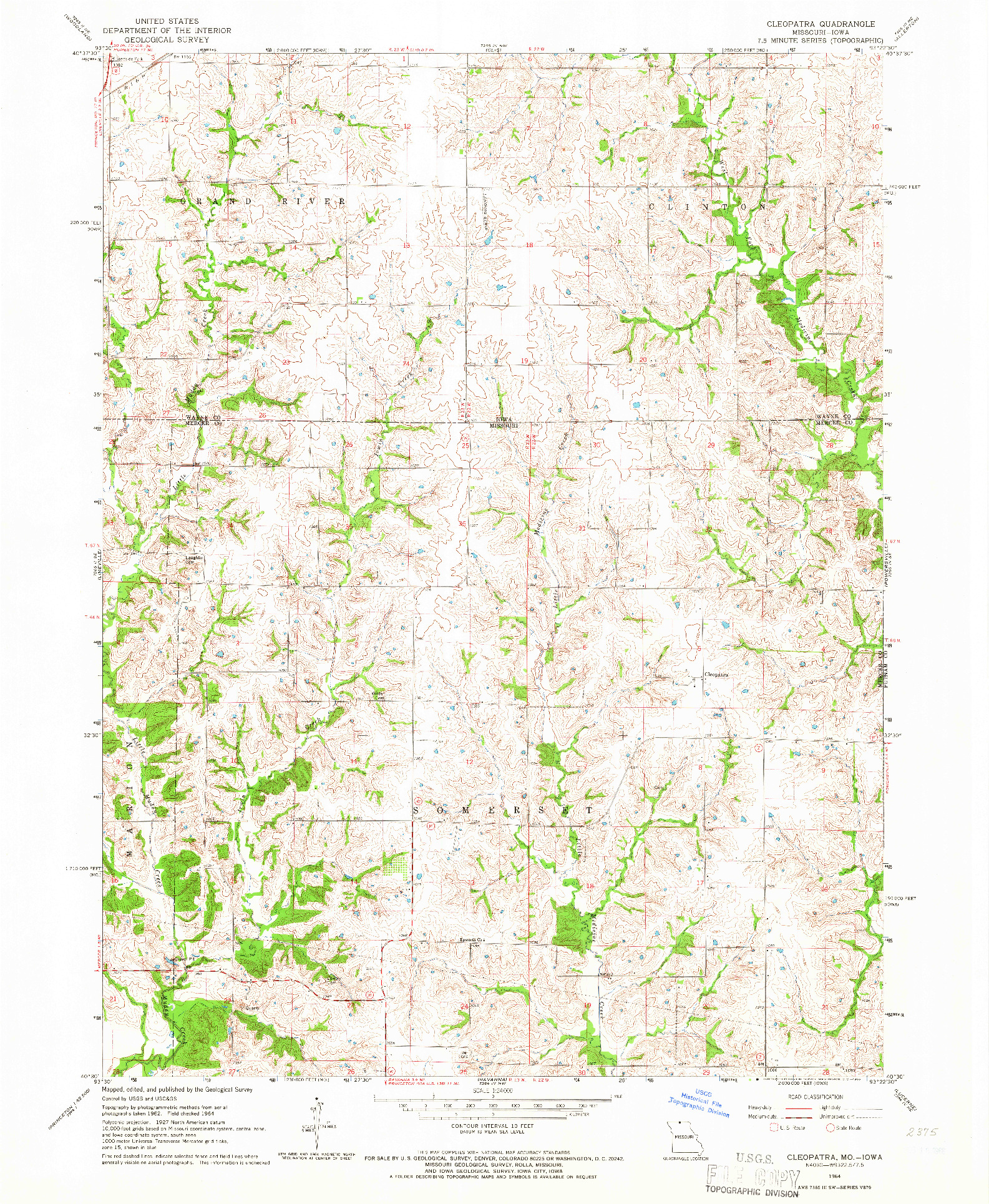 USGS 1:24000-SCALE QUADRANGLE FOR CLEOPATRA, MO 1964