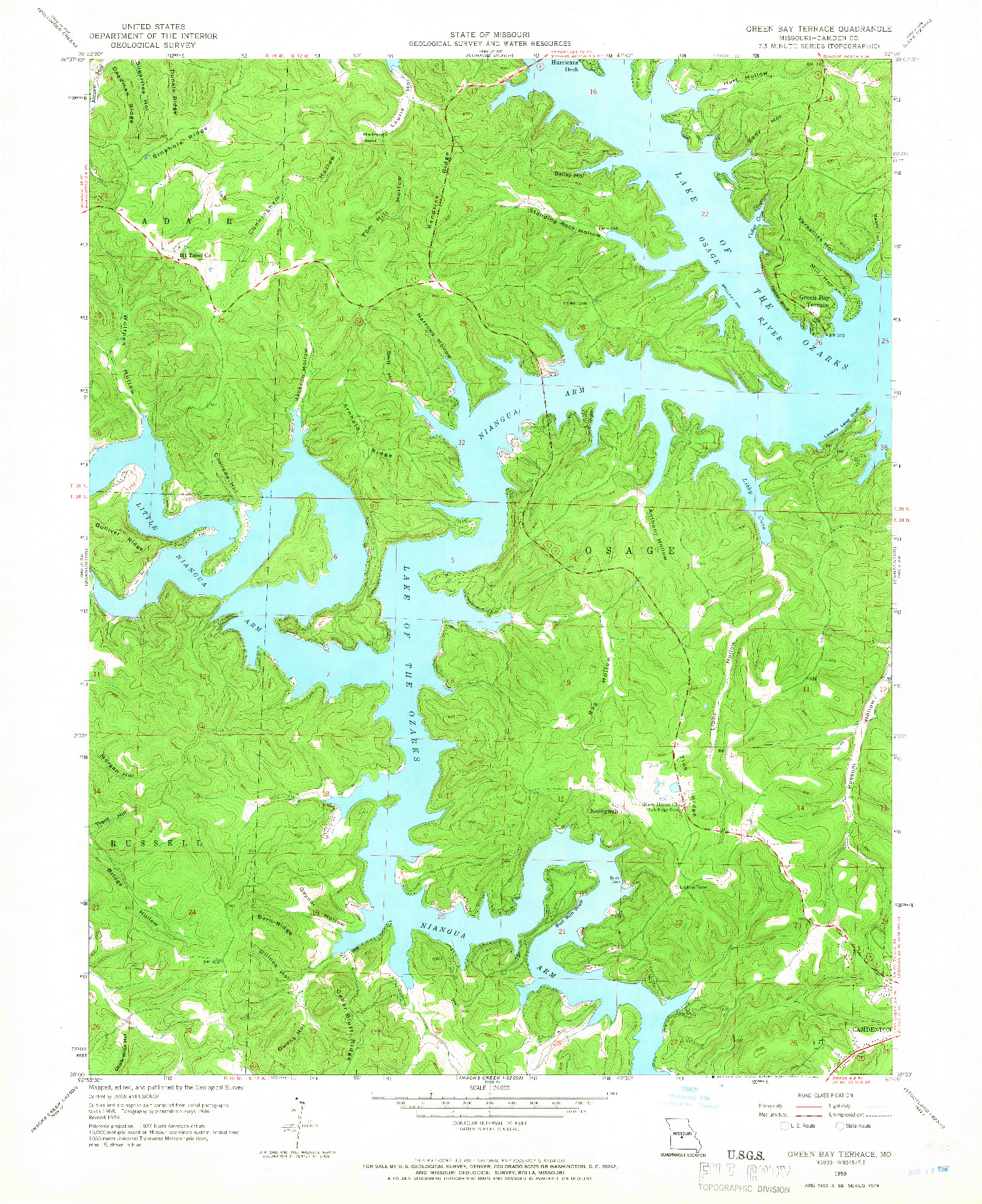 USGS 1:24000-SCALE QUADRANGLE FOR GREEN BAY TERRACE, MO 1959