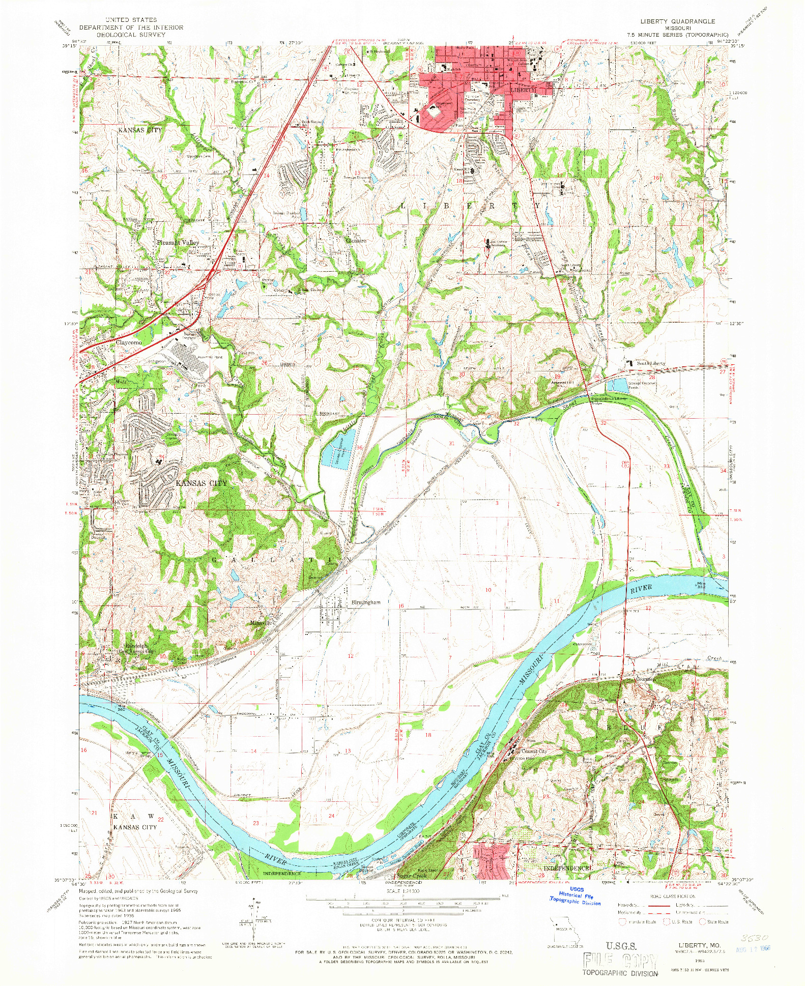 USGS 1:24000-SCALE QUADRANGLE FOR LIBERTY, MO 1965