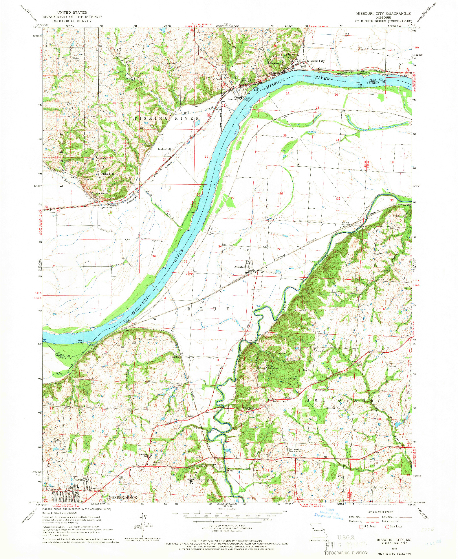 USGS 1:24000-SCALE QUADRANGLE FOR MISSOURI CITY, MO 1965