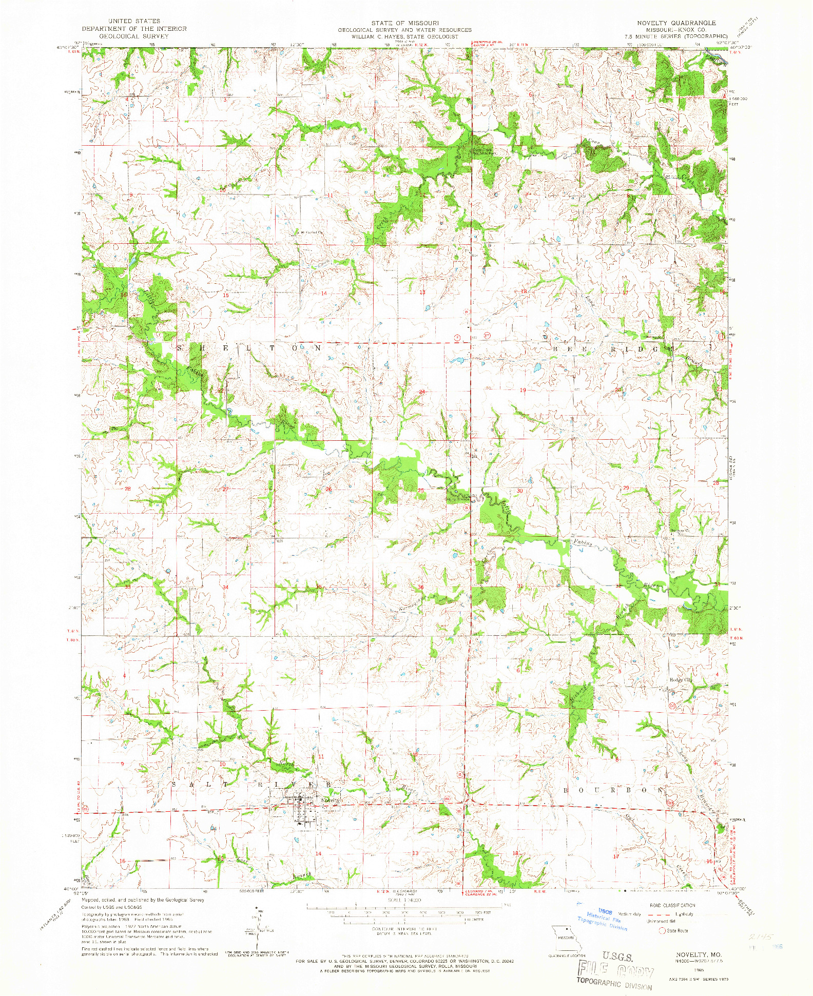 USGS 1:24000-SCALE QUADRANGLE FOR NOVELTY, MO 1965