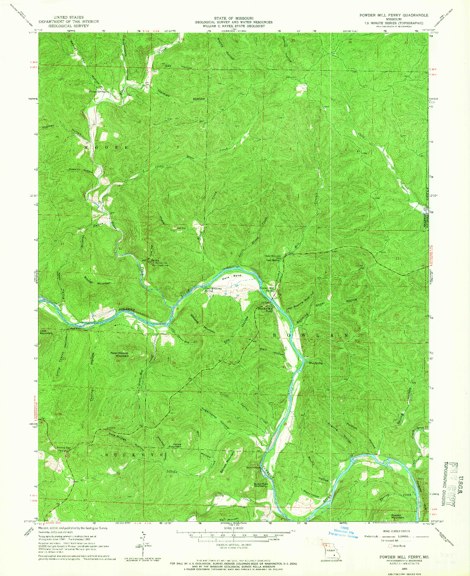 USGS 1:24000-SCALE QUADRANGLE FOR POWDER MILL FERRY, MO 1965