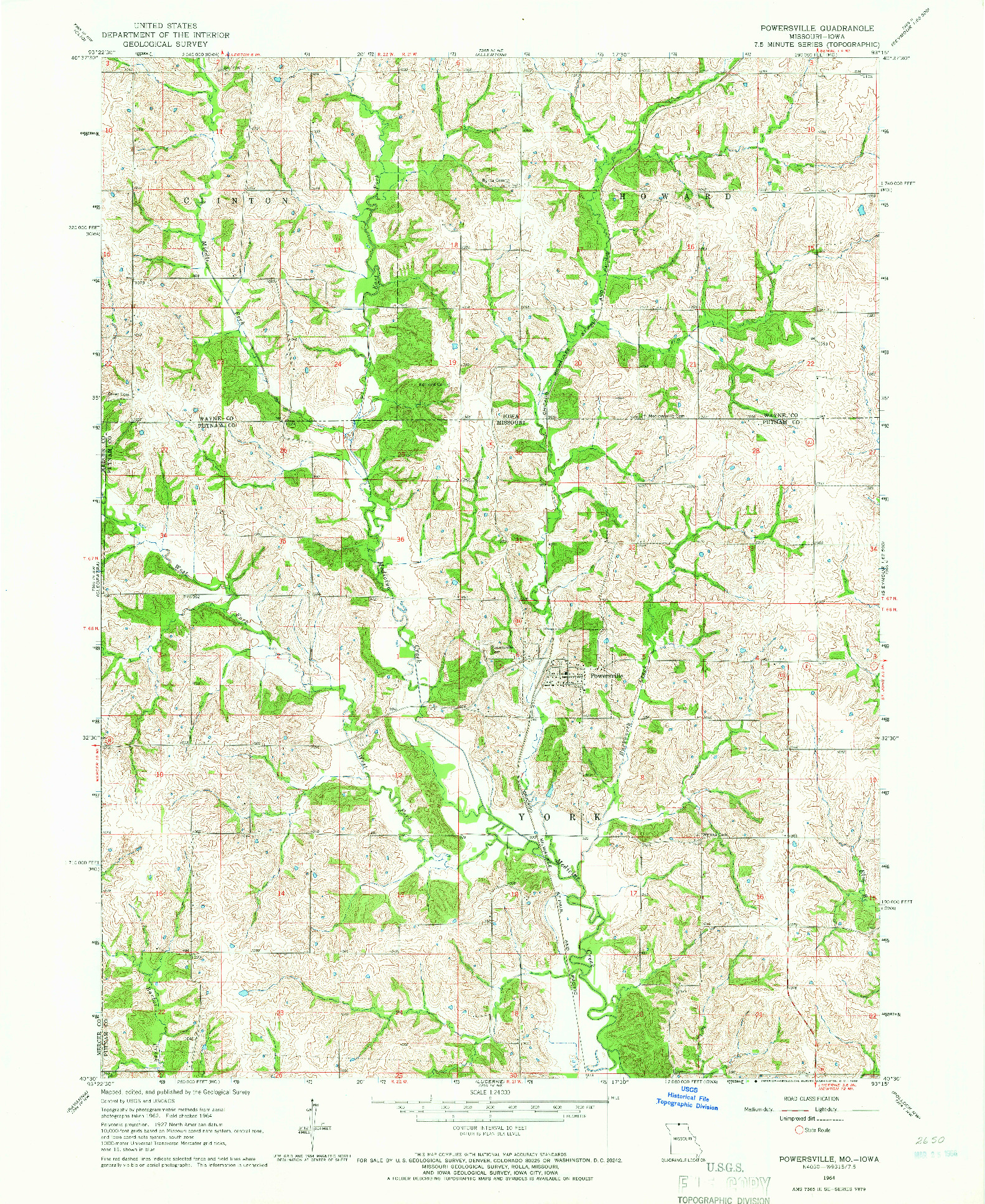 USGS 1:24000-SCALE QUADRANGLE FOR POWERSVILLE, MO 1964