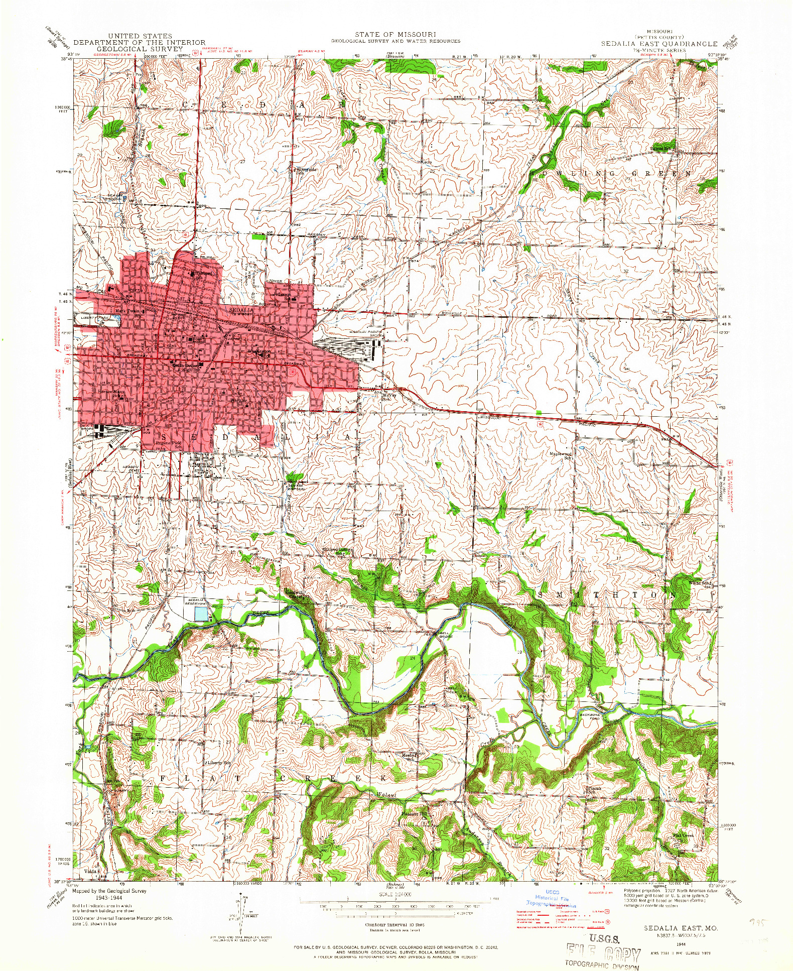 USGS 1:24000-SCALE QUADRANGLE FOR SEDALIA EAST, MO 1944