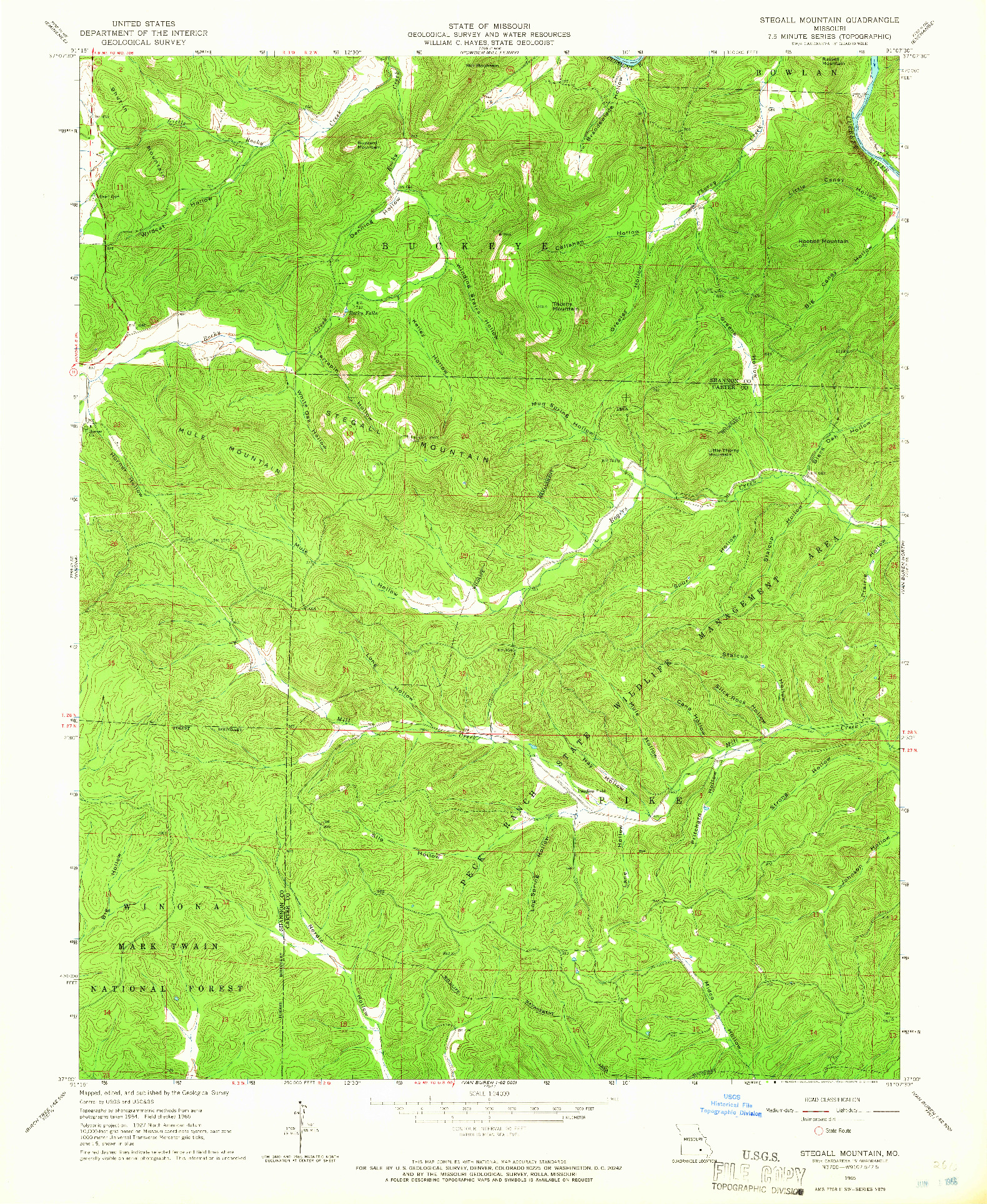 USGS 1:24000-SCALE QUADRANGLE FOR STEGALL MOUNTAIN, MO 1965