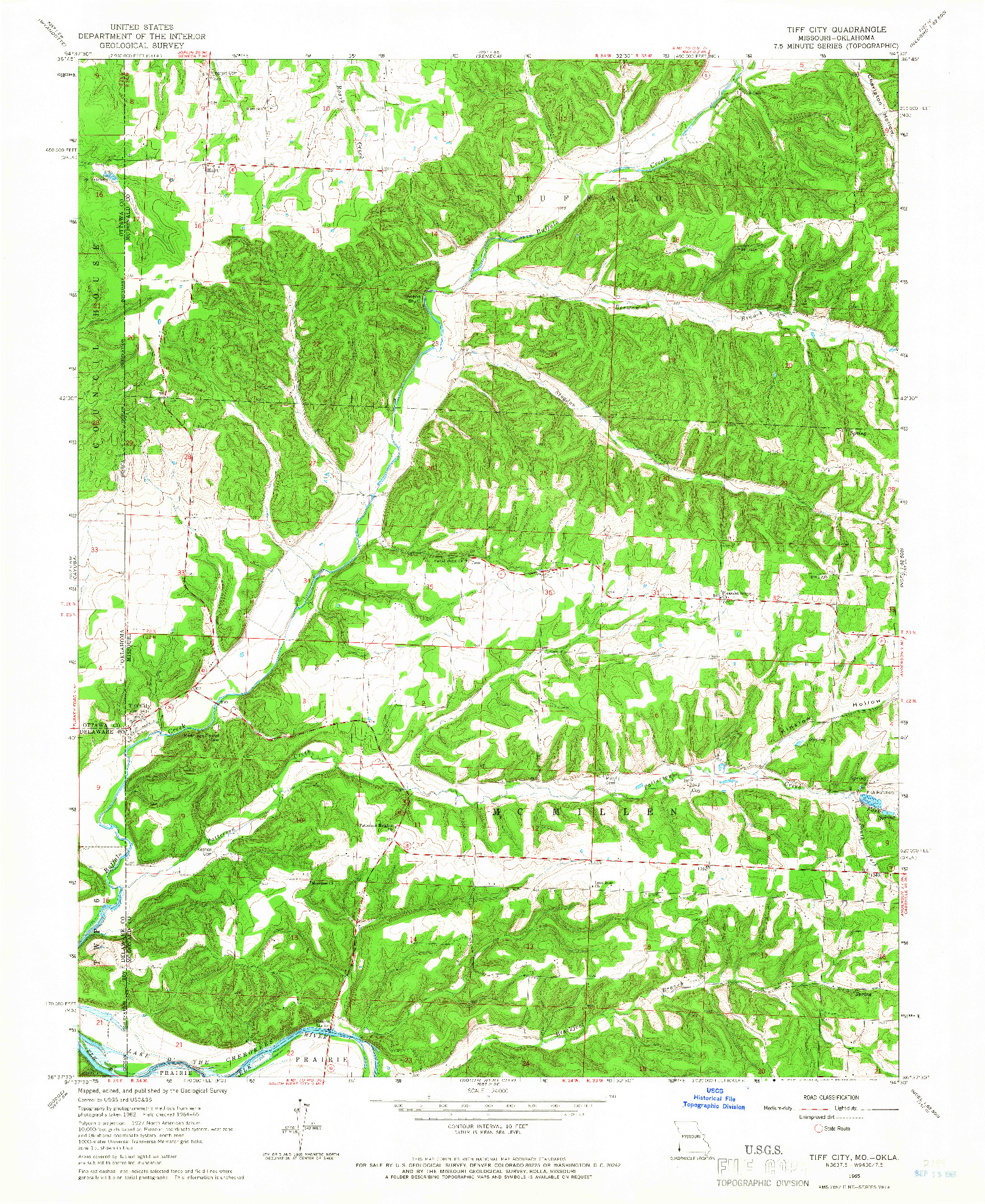 USGS 1:24000-SCALE QUADRANGLE FOR TIFF CITY, MO 1965