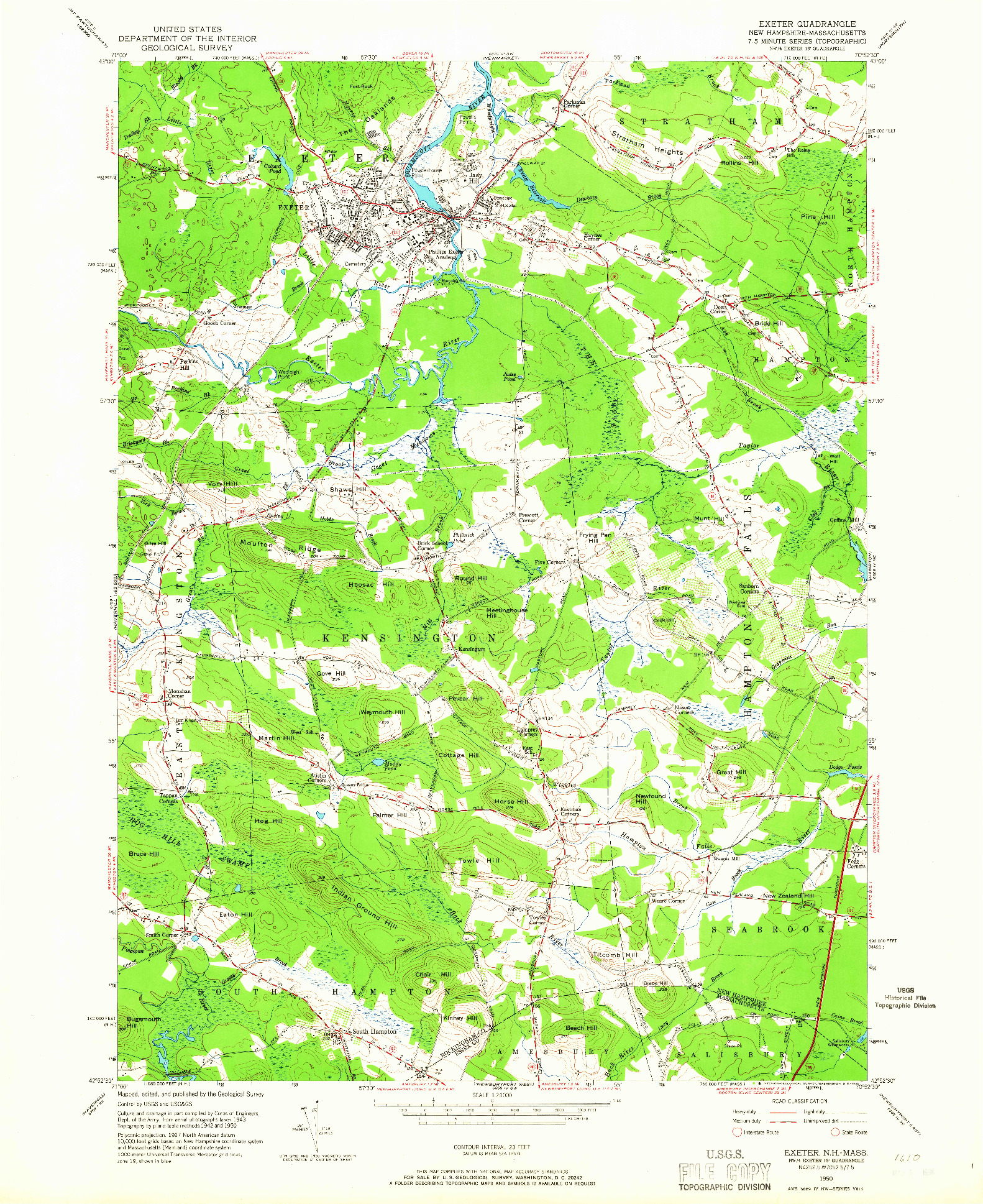 USGS 1:24000-SCALE QUADRANGLE FOR EXETER, NH 1950