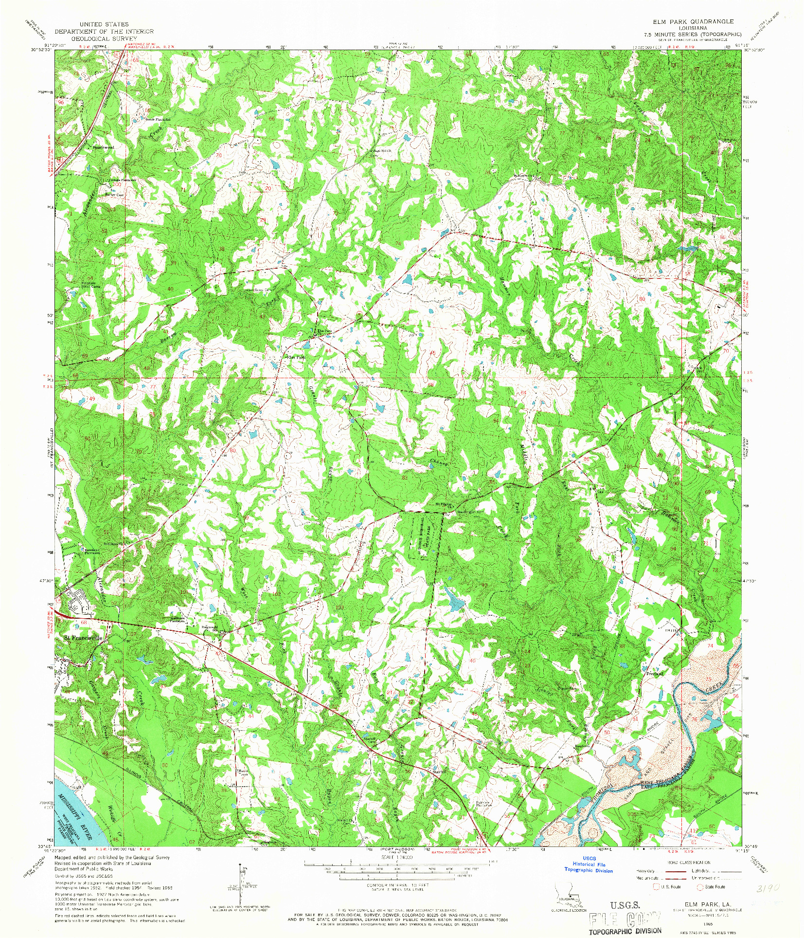 USGS 1:24000-SCALE QUADRANGLE FOR ELM PARK, LA 1965