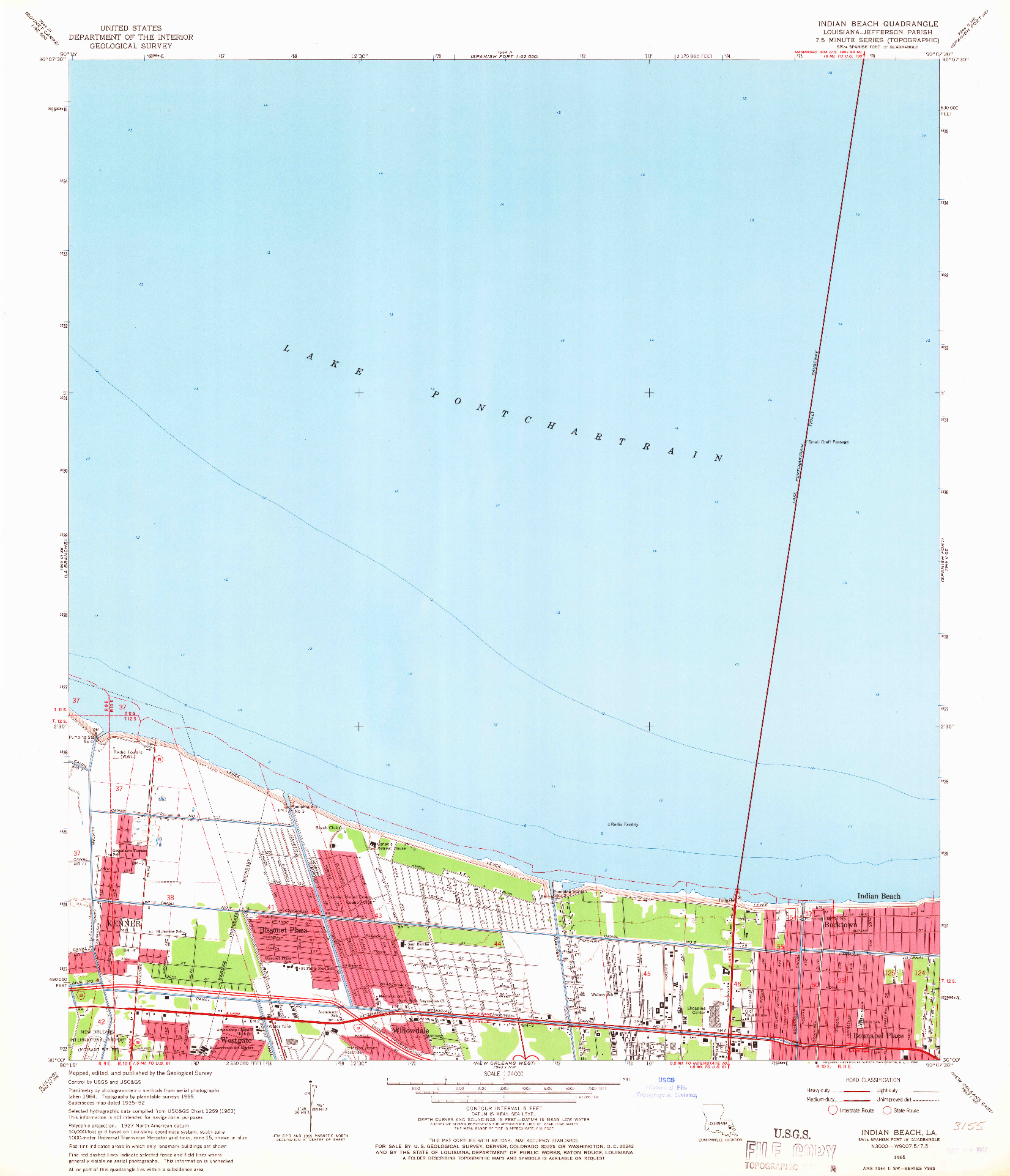 USGS 1:24000-SCALE QUADRANGLE FOR INDIAN BEACH, LA 1965